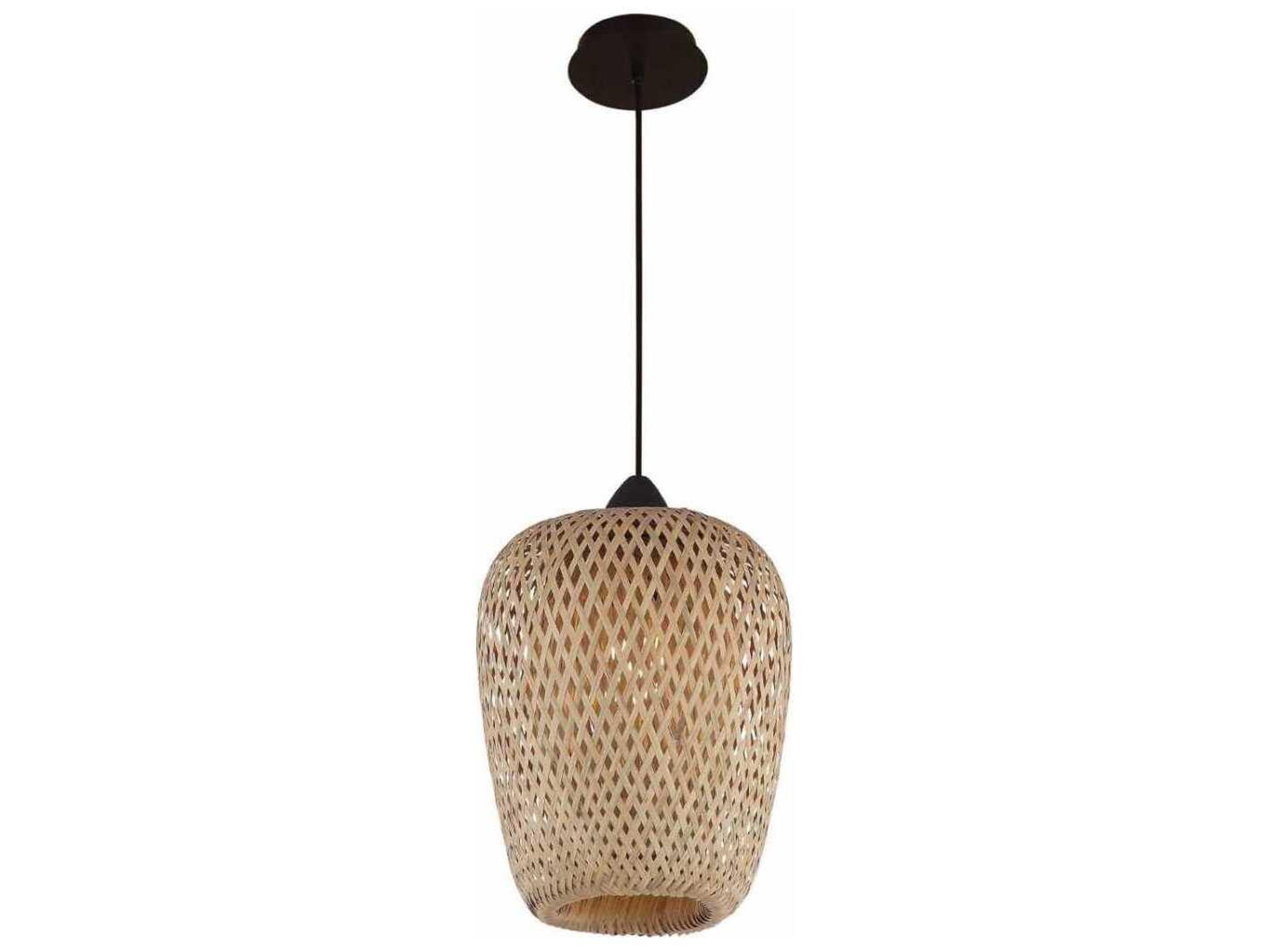 Avenue Lighting Tulum 1-Light Bamboo Wicker Black Brown Mini Pendant