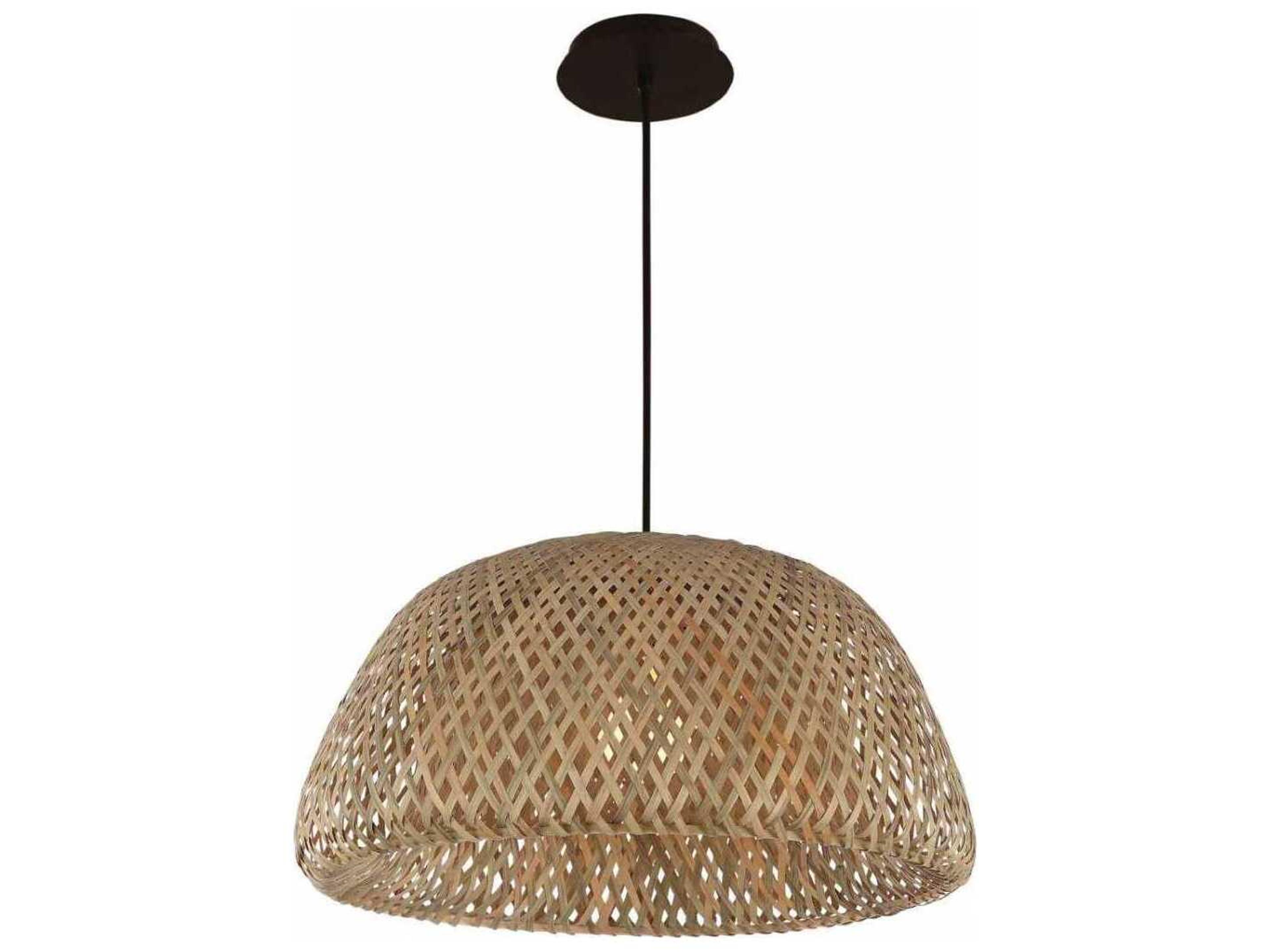 Avenue Lighting Tulum 1-Light Bamboo Wicker Black Brown Dome Pendant