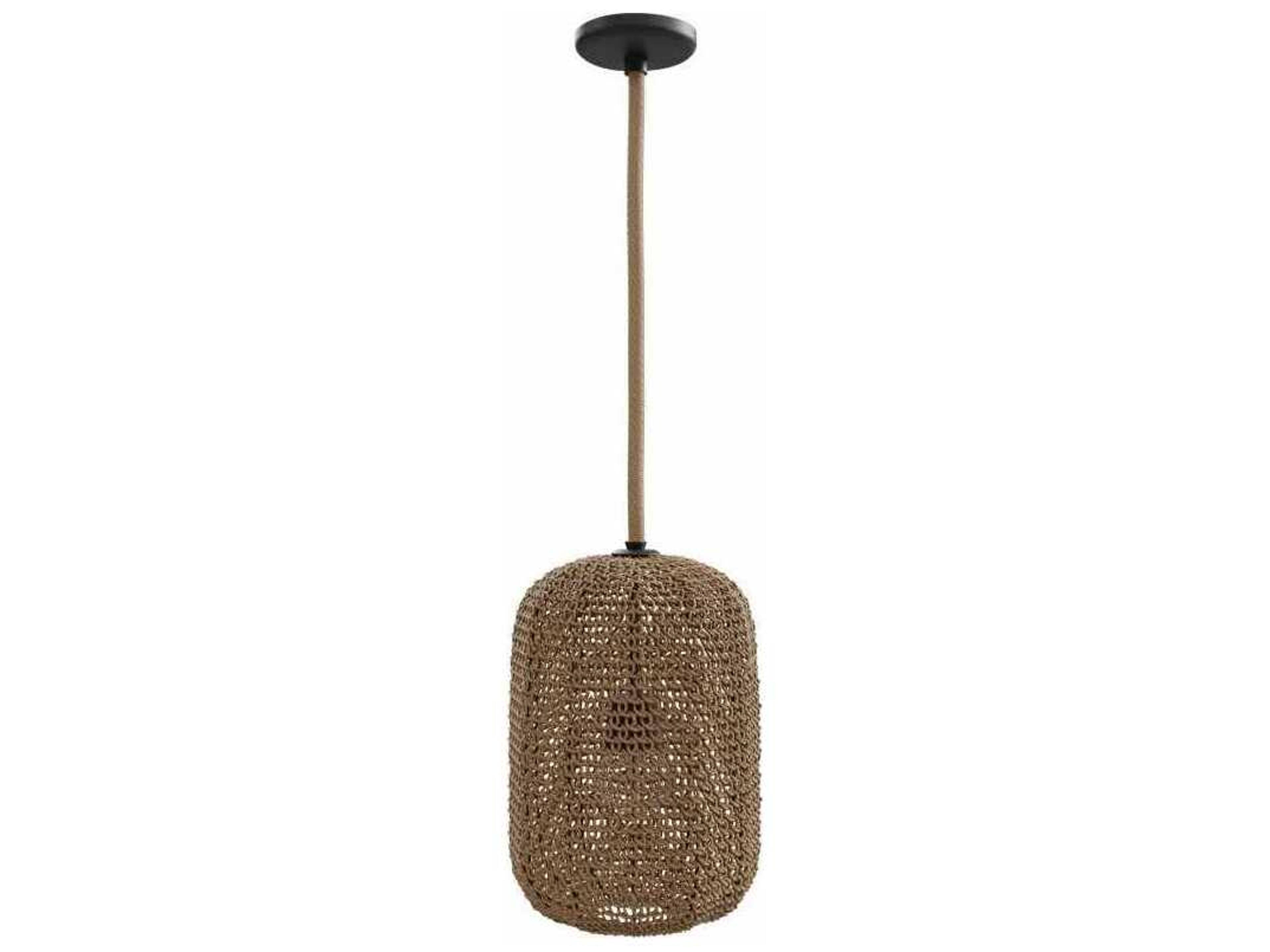 Avenue Lighting Malibu 1-Light Natural Hemp Rope Brown Cylinder Mini Pendant