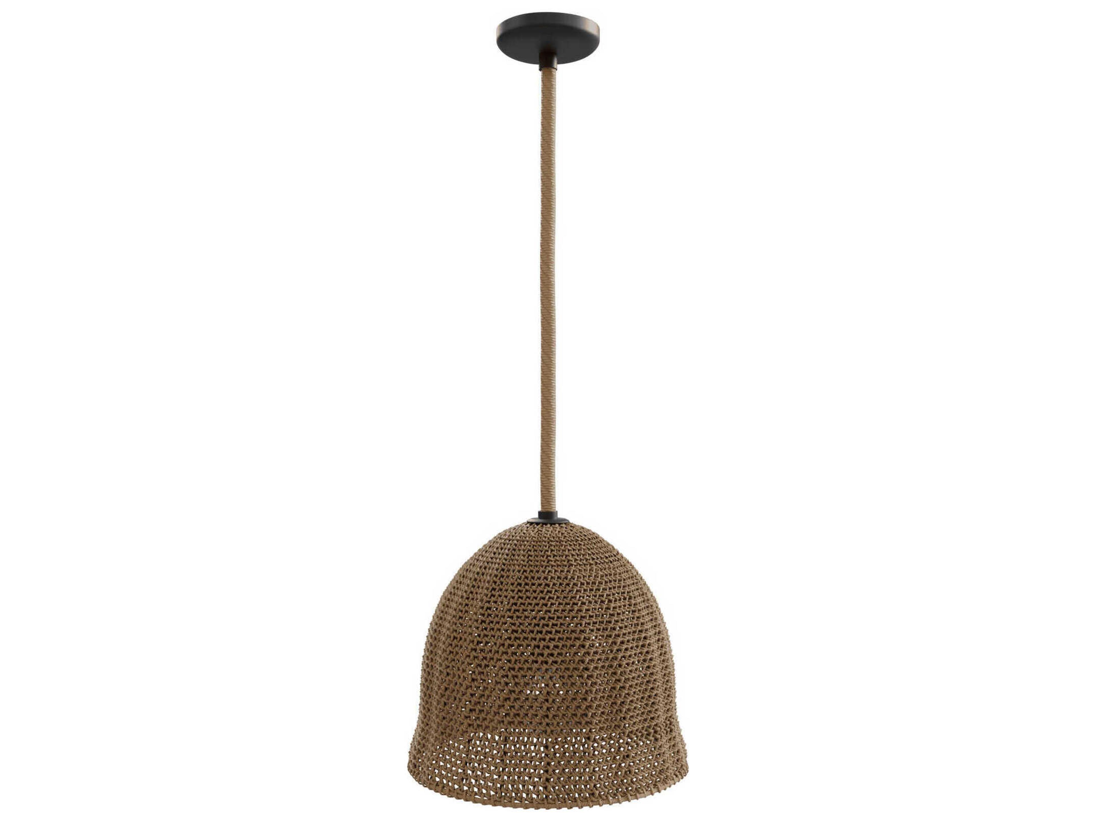 Avenue Lighting Malibu 1-Light Natural Hemp Rope Brown Bell Pendant