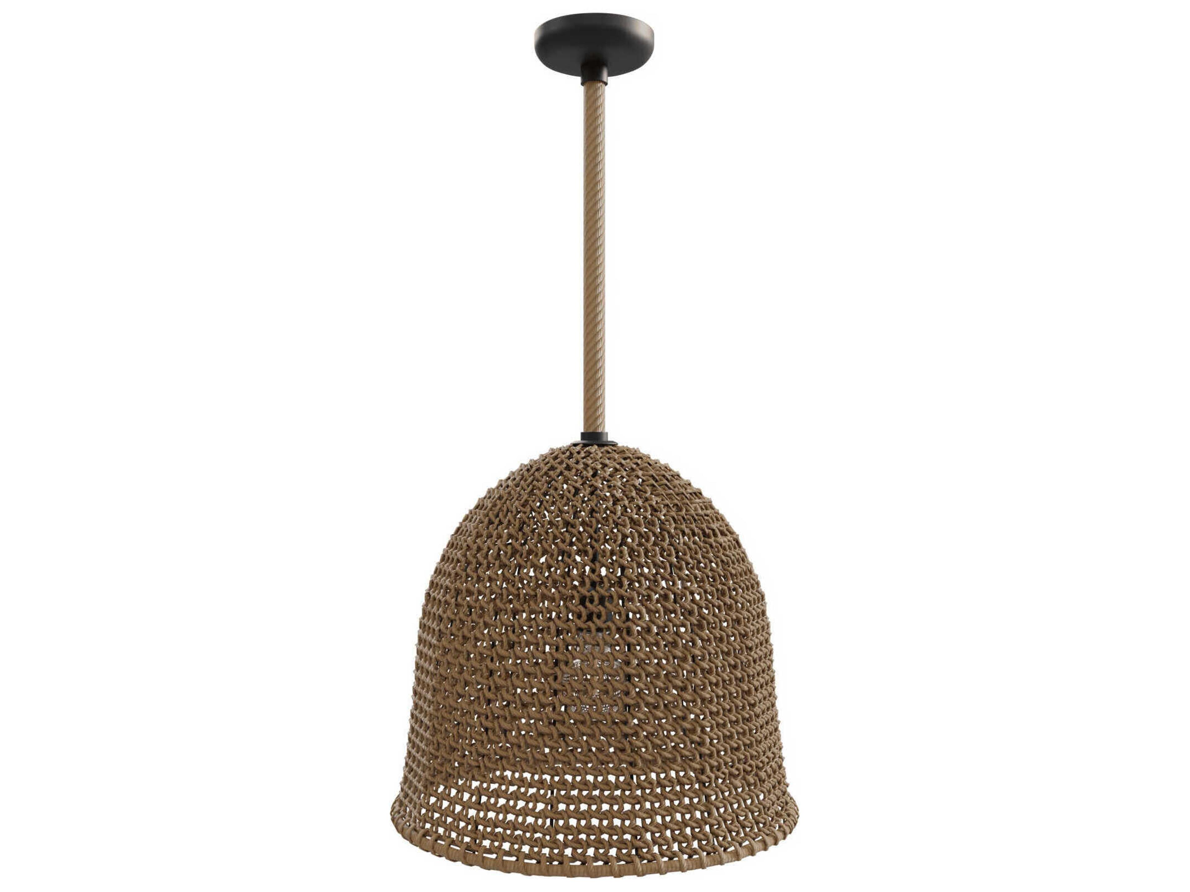 Avenue Lighting Malibu 1-Light Natural Hemp Rope Brown Bell Pendant
