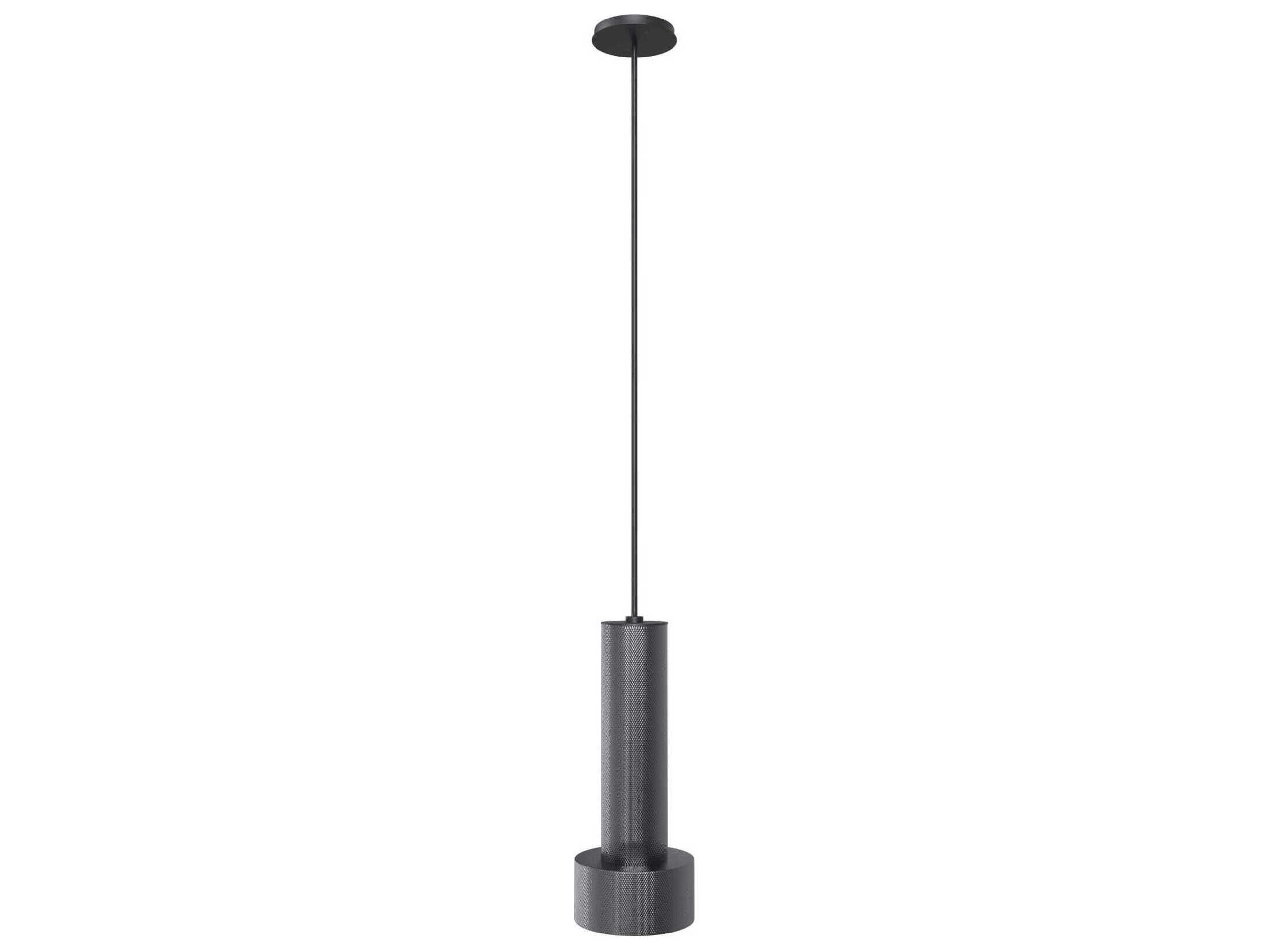Avenue Lighting Cicada 1-Light Knurled Dark Grey Cylinder Mini Pendant