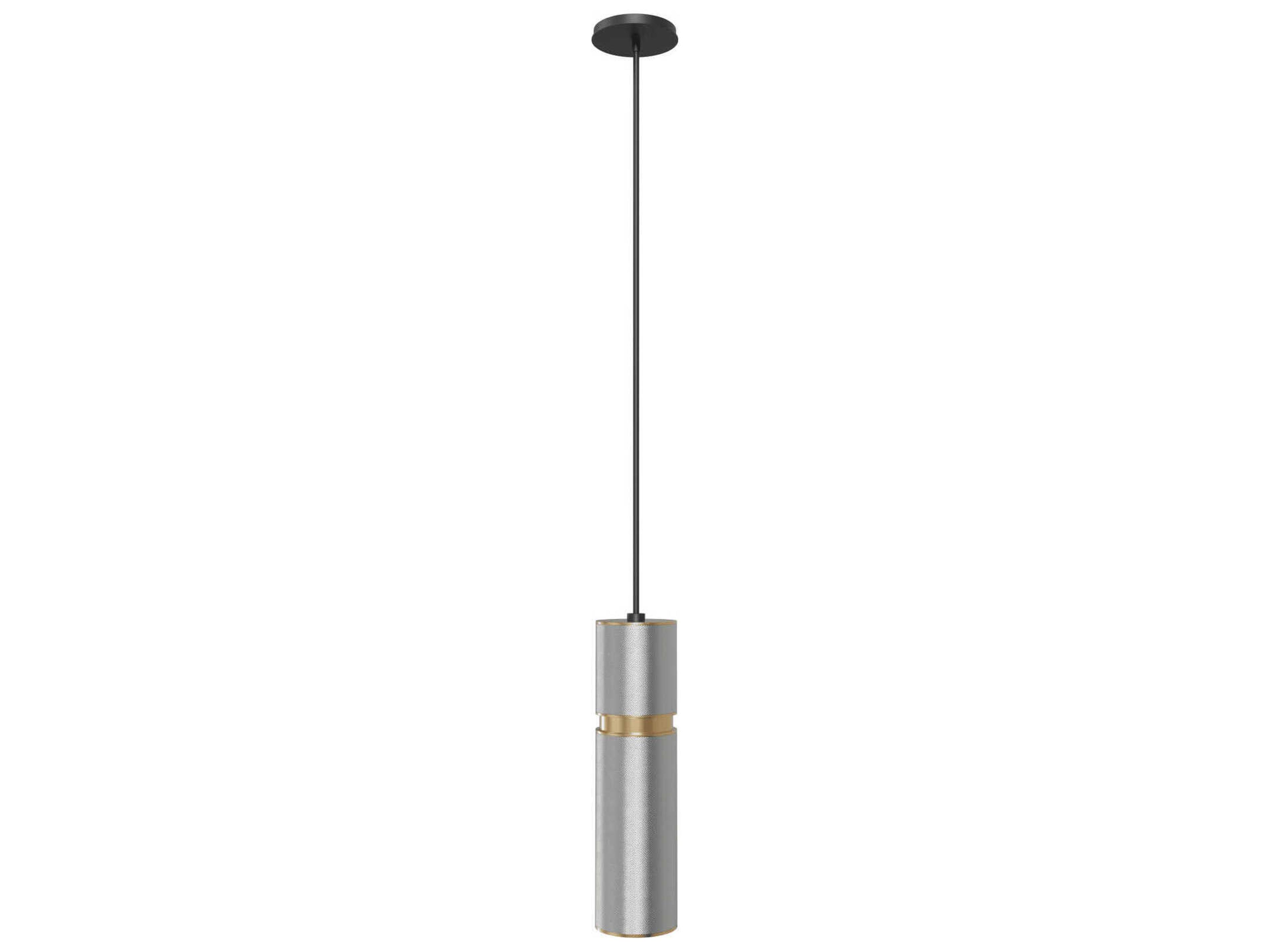 Avenue Lighting Cicada 1-Light Knurled Light Grey Brass Cylinder Mini Pendant