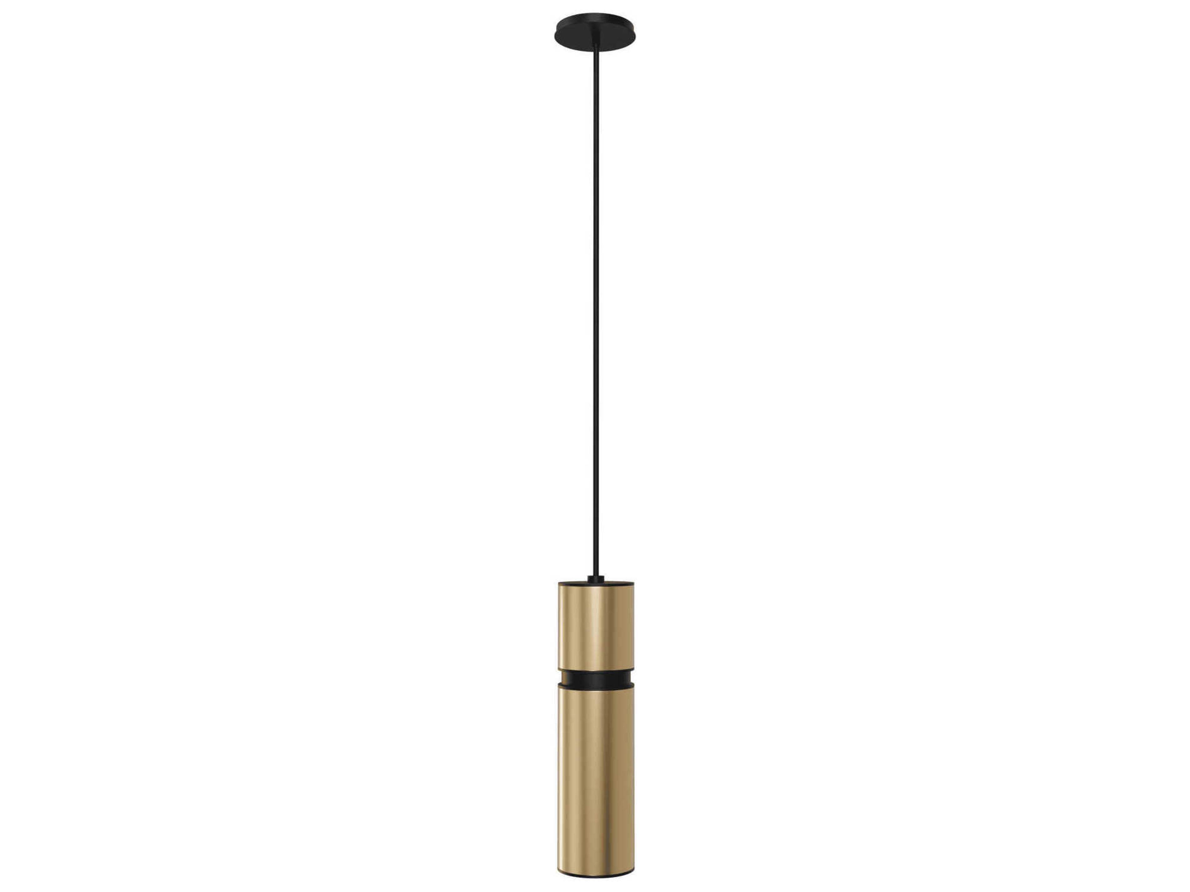 Avenue Lighting Cicada 1-Light Smooth Brass Black Cylinder Mini Pendant