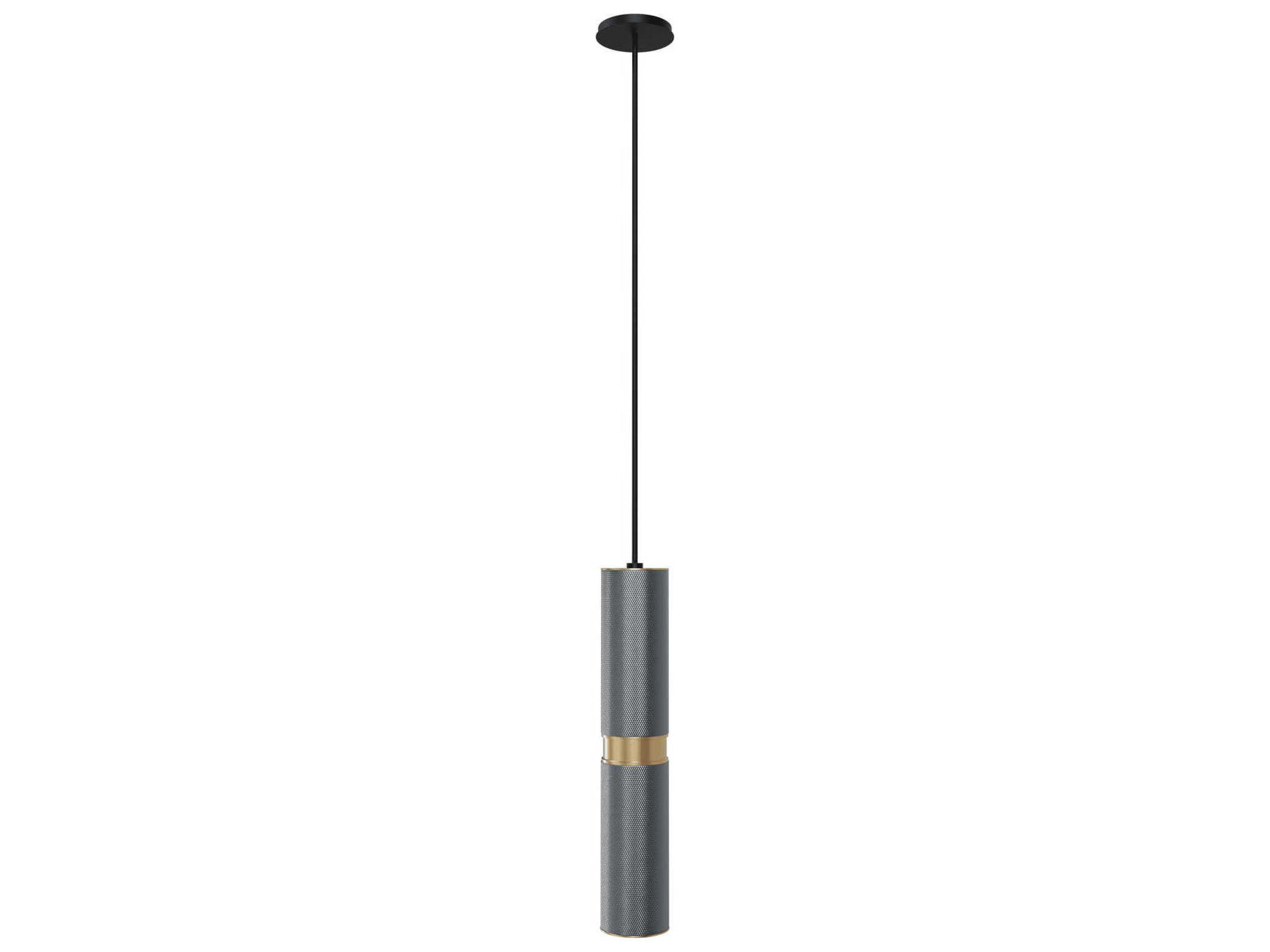 Avenue Lighting Cicada 1-Light Knurled Light Grey Brass Cylinder Mini Pendant