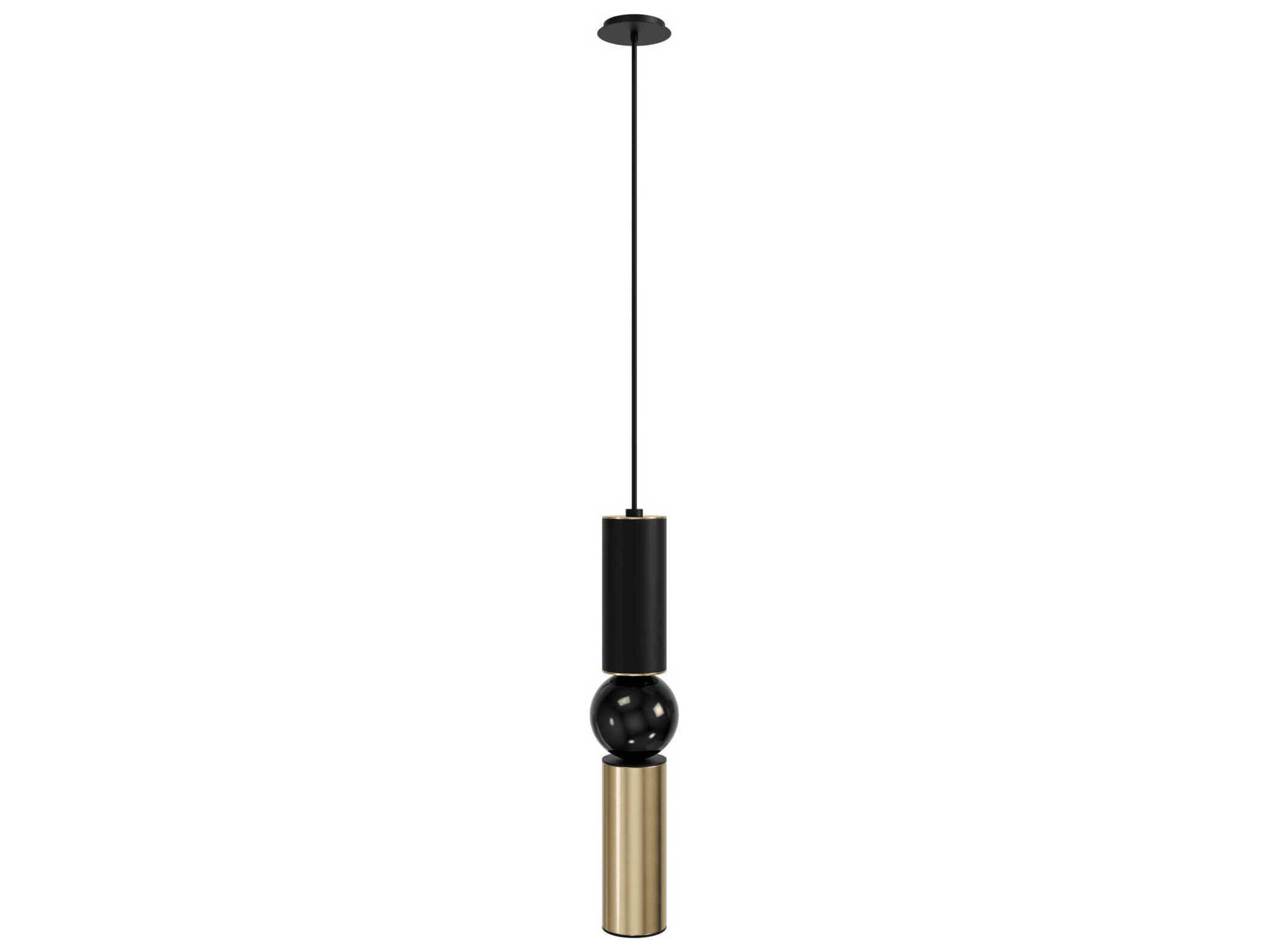 Avenue Lighting Cicada 1-Light Brushed Brass Black Cylinder Mini Pendant