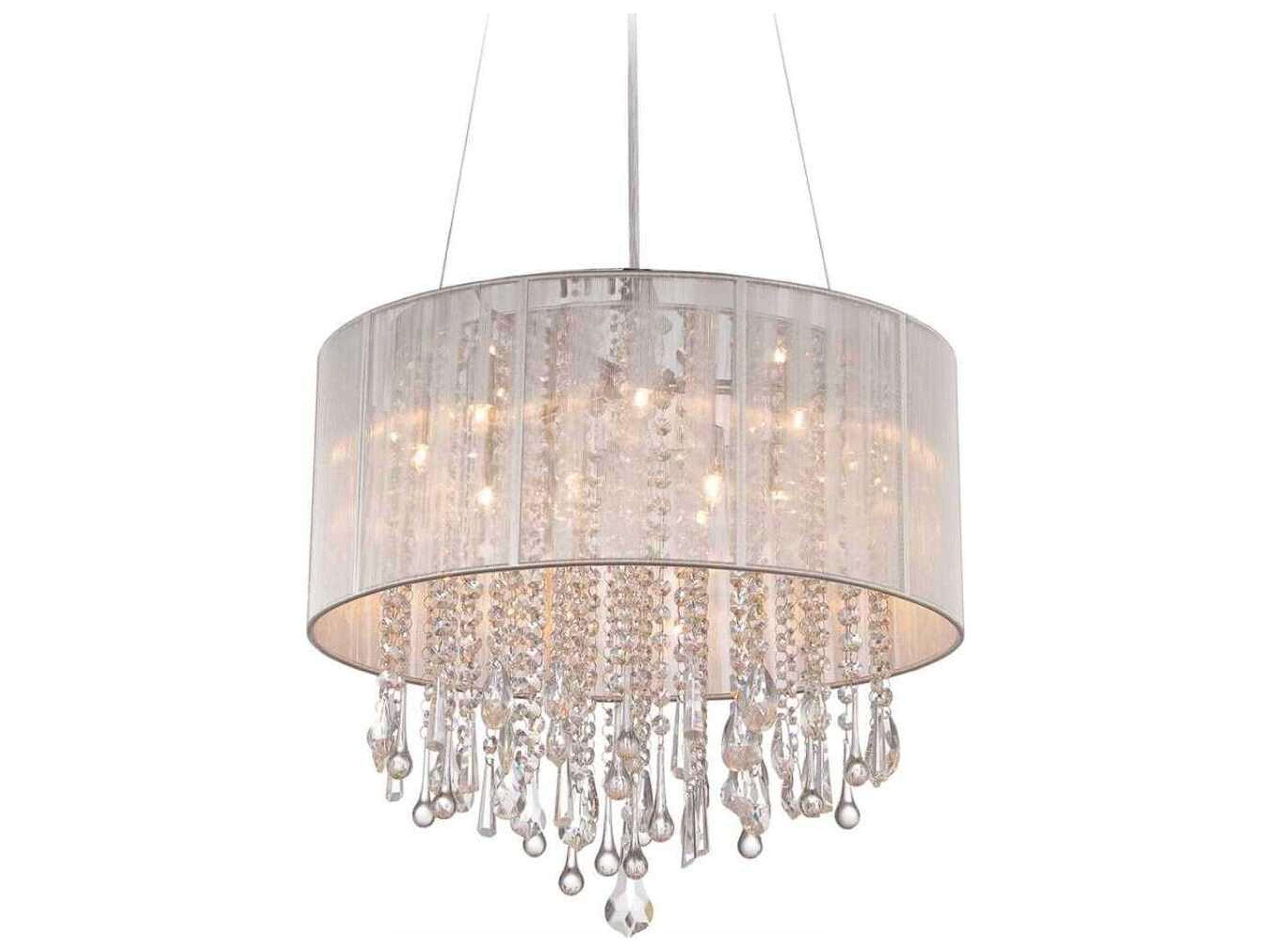 Avenue Lighting Beverly Dr 12-Light Silver Silk String Drum Pendant