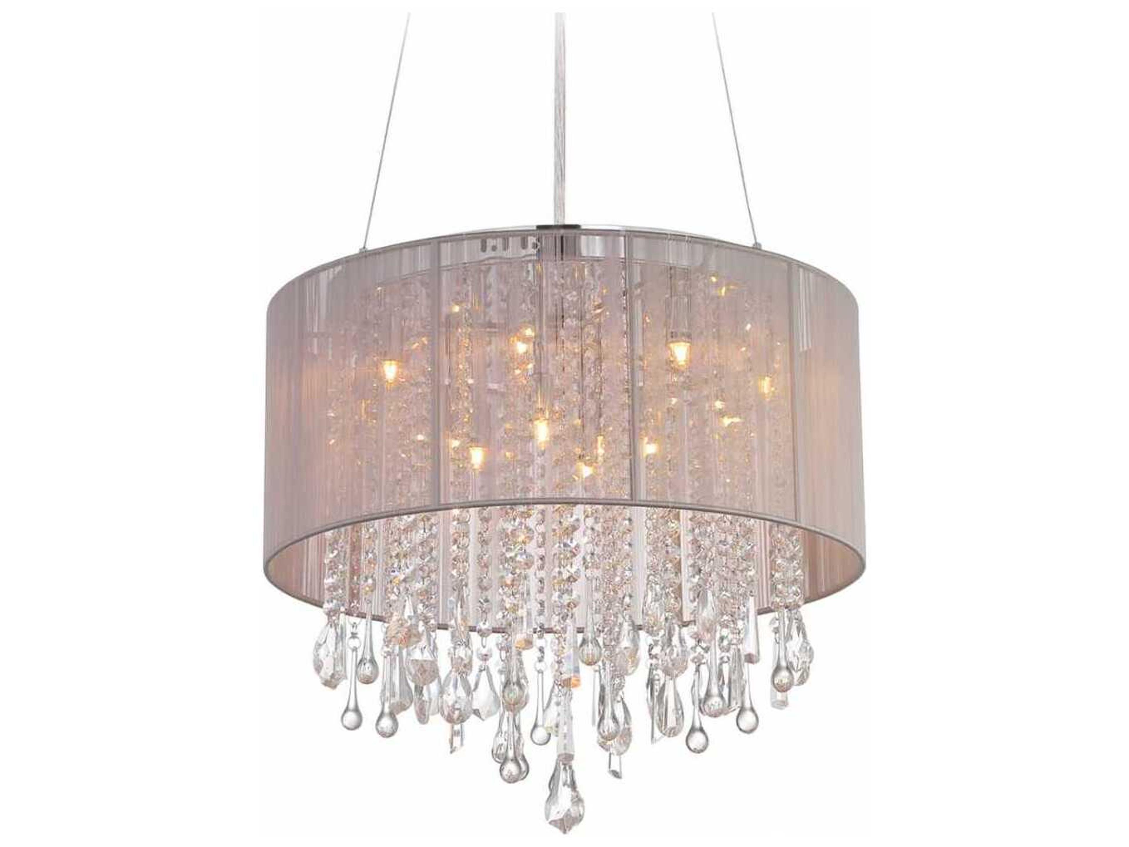 Avenue Lighting Beverly Dr 12-Light Taupe Silk String Brown Drum Pendant