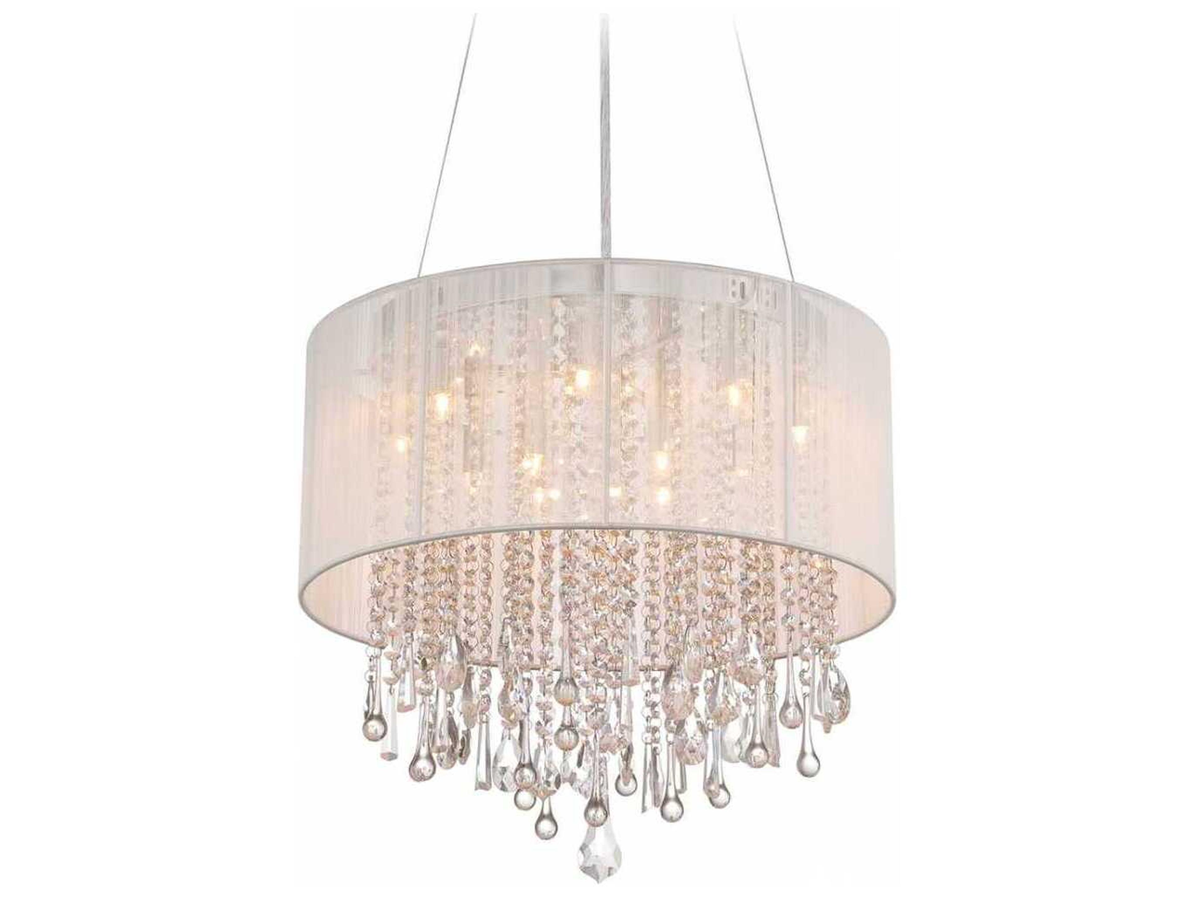 Avenue Lighting Beverly Dr 12-Light White Silk String Drum Pendant
