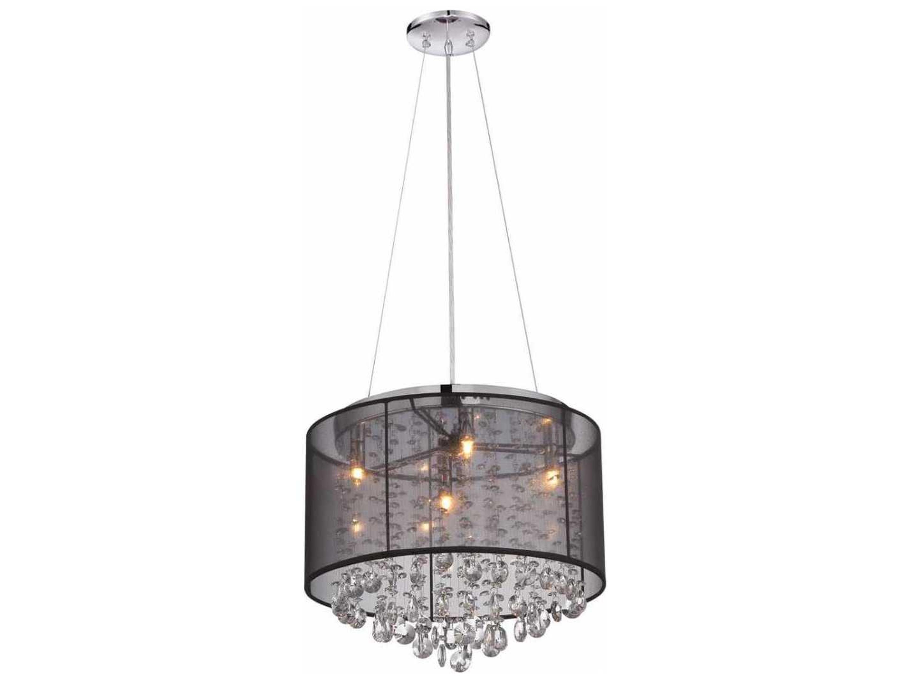 Avenue Lighting Riverside Dr 4-Light Black Organza Silk Drum Pendant
