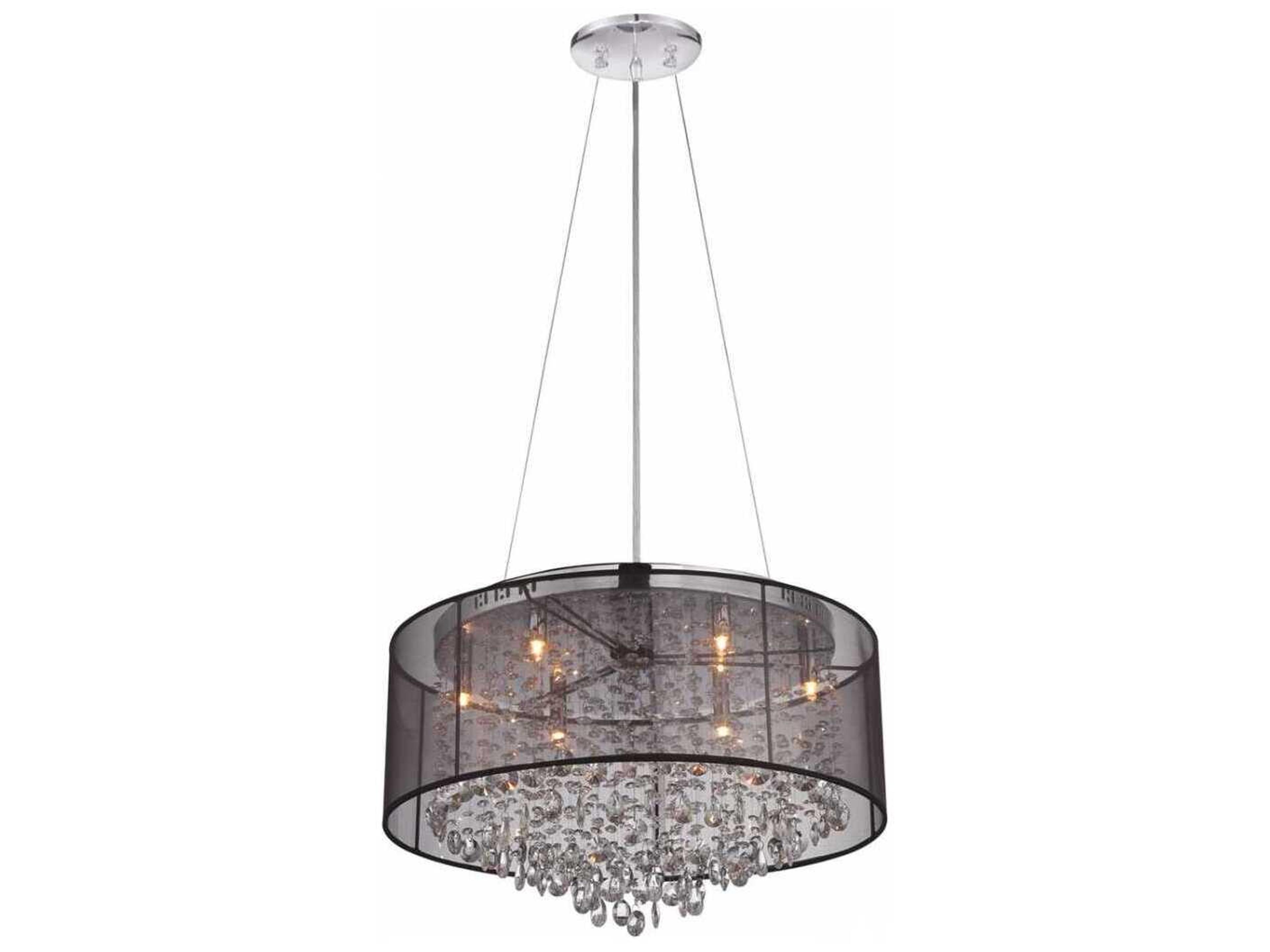 Avenue Lighting Riverside Dr 6-Light Black Organza Silk Drum Pendant