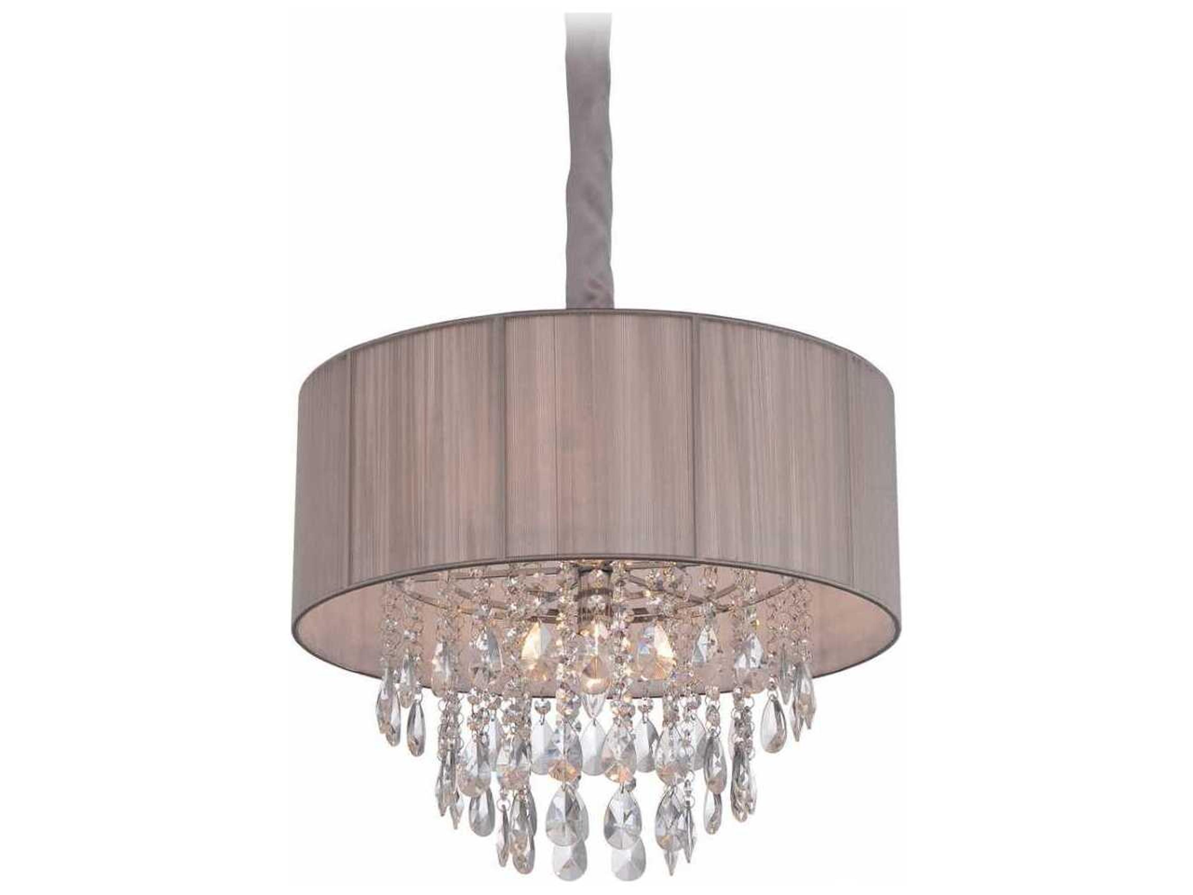 Avenue Lighting Vineland Ave 5-Light Taupe Silk String Brown Drum Pendant