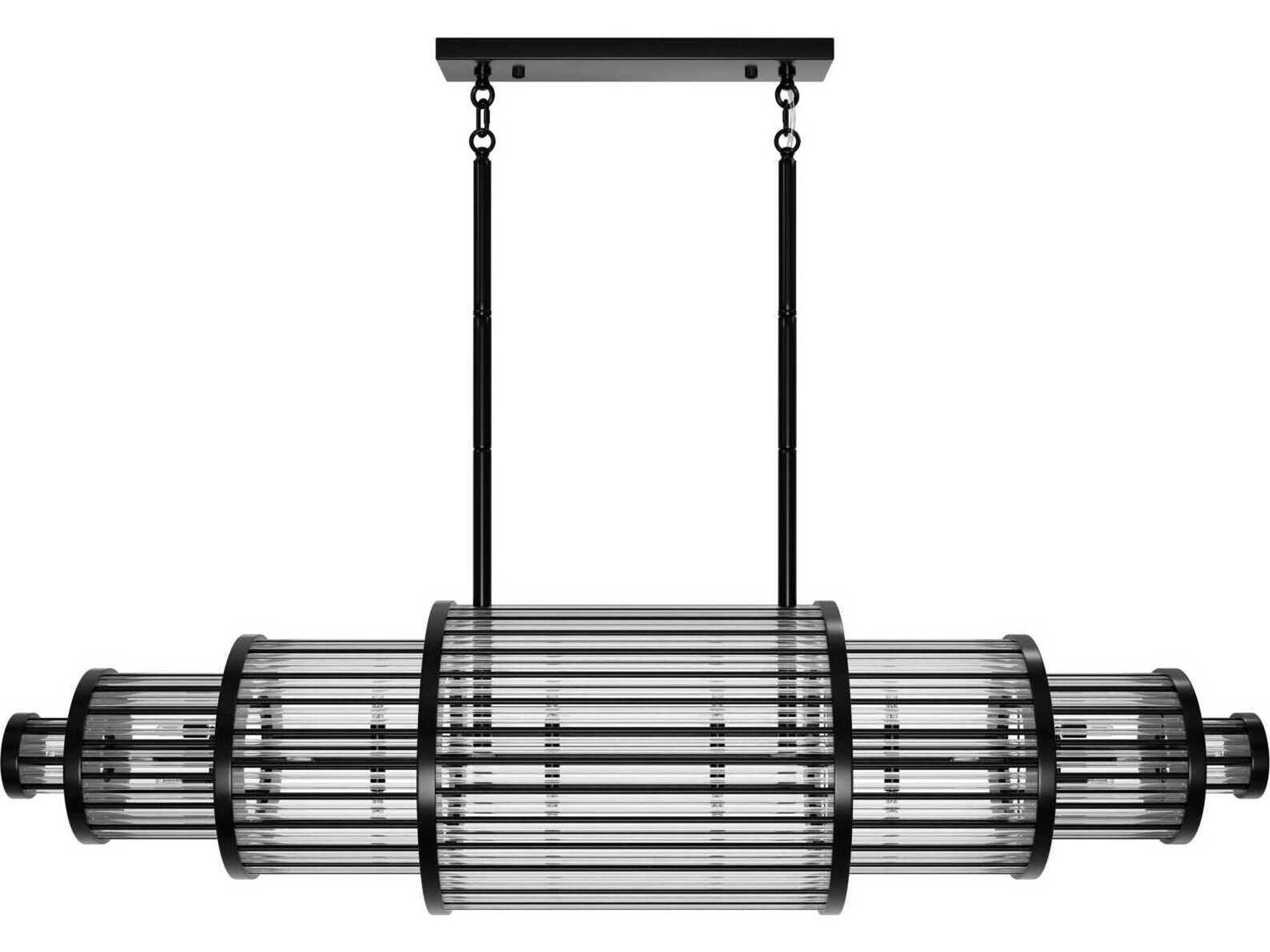Avenue Lighting Waldorf 28-Light Polished Gunmetal Black Linear Island Pendant