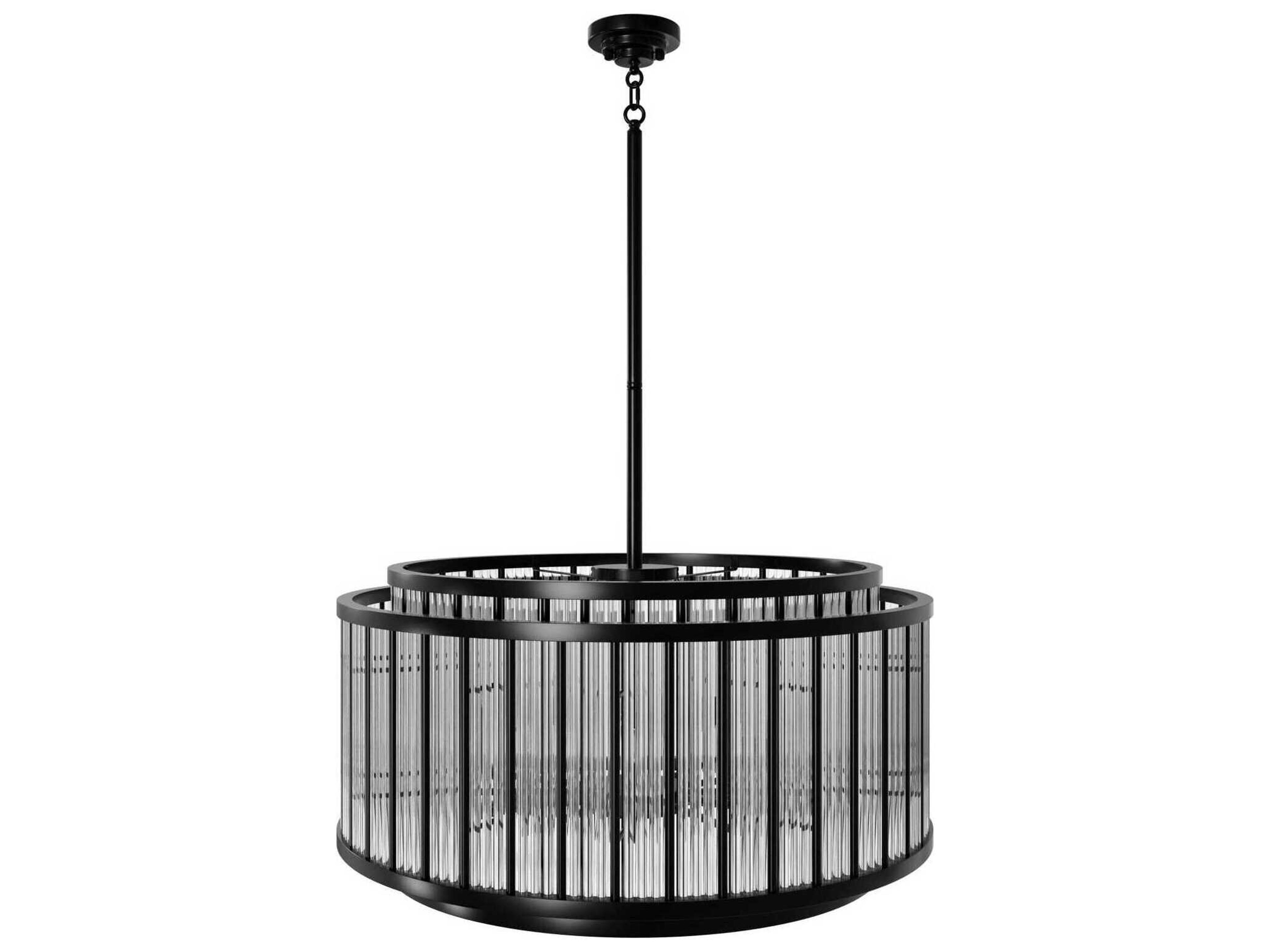Avenue Lighting Waldorf 12-Light Polished Gunmetal Black Round Pendant