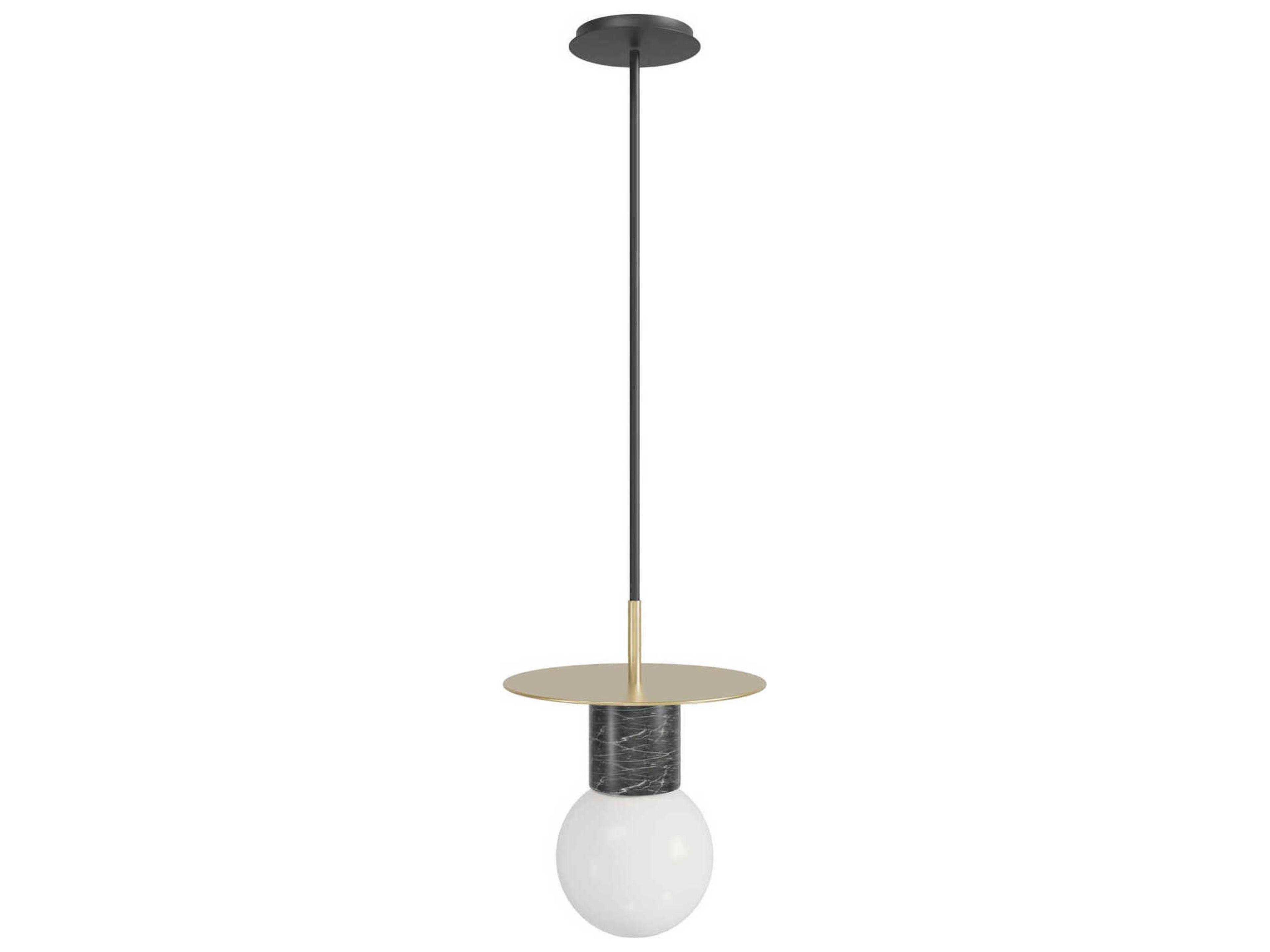 Avenue Lighting Newport 1-Light Brushed Brass Black Mini Pendant