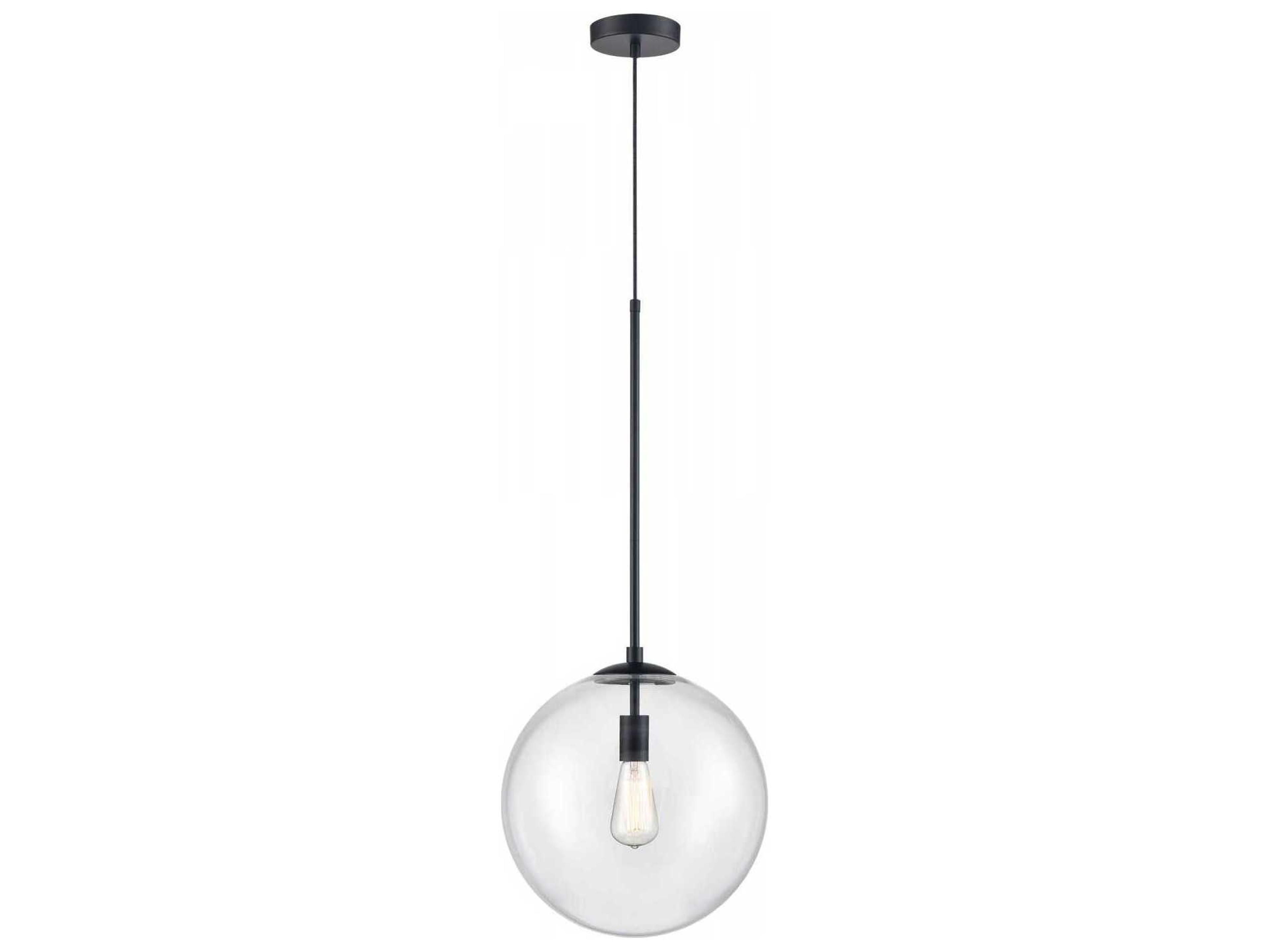 Avenue Lighting Delilah 1-Light Black Globe Pendant