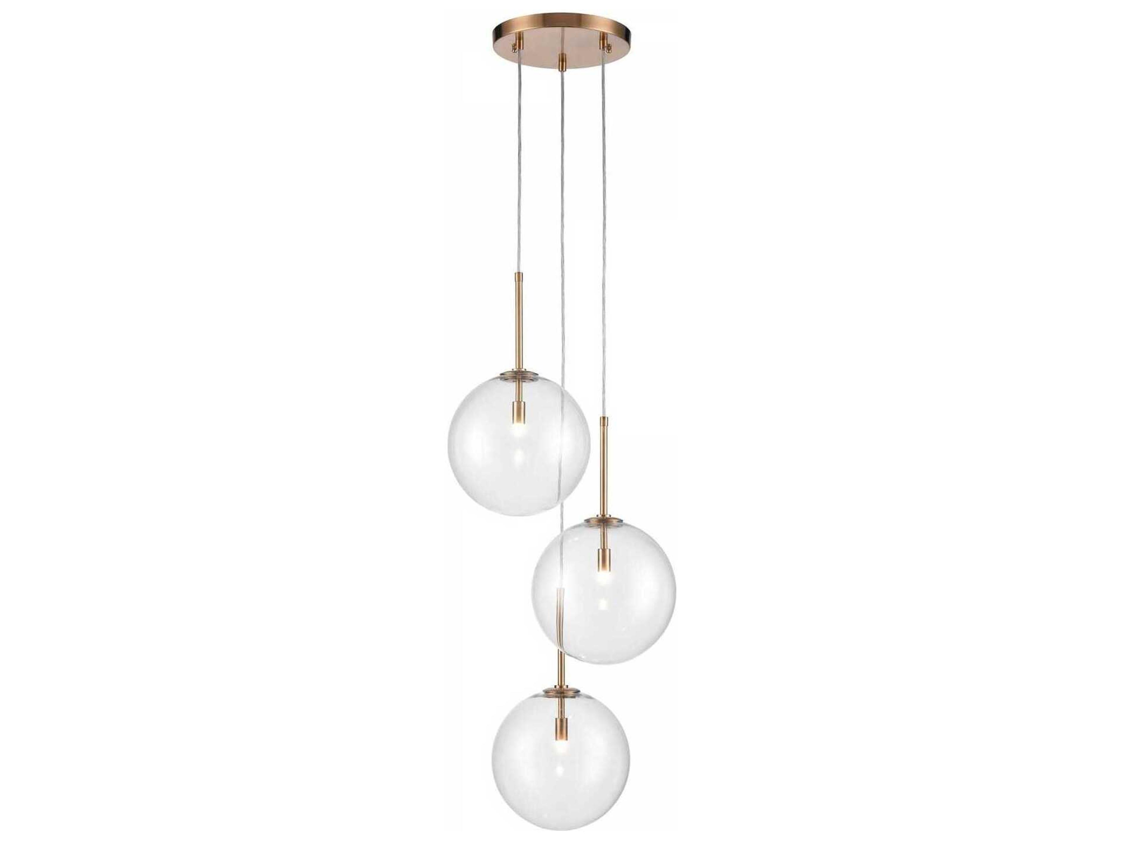 Avenue Lighting Delilah 3-Light Aged Brass Globe Pendant