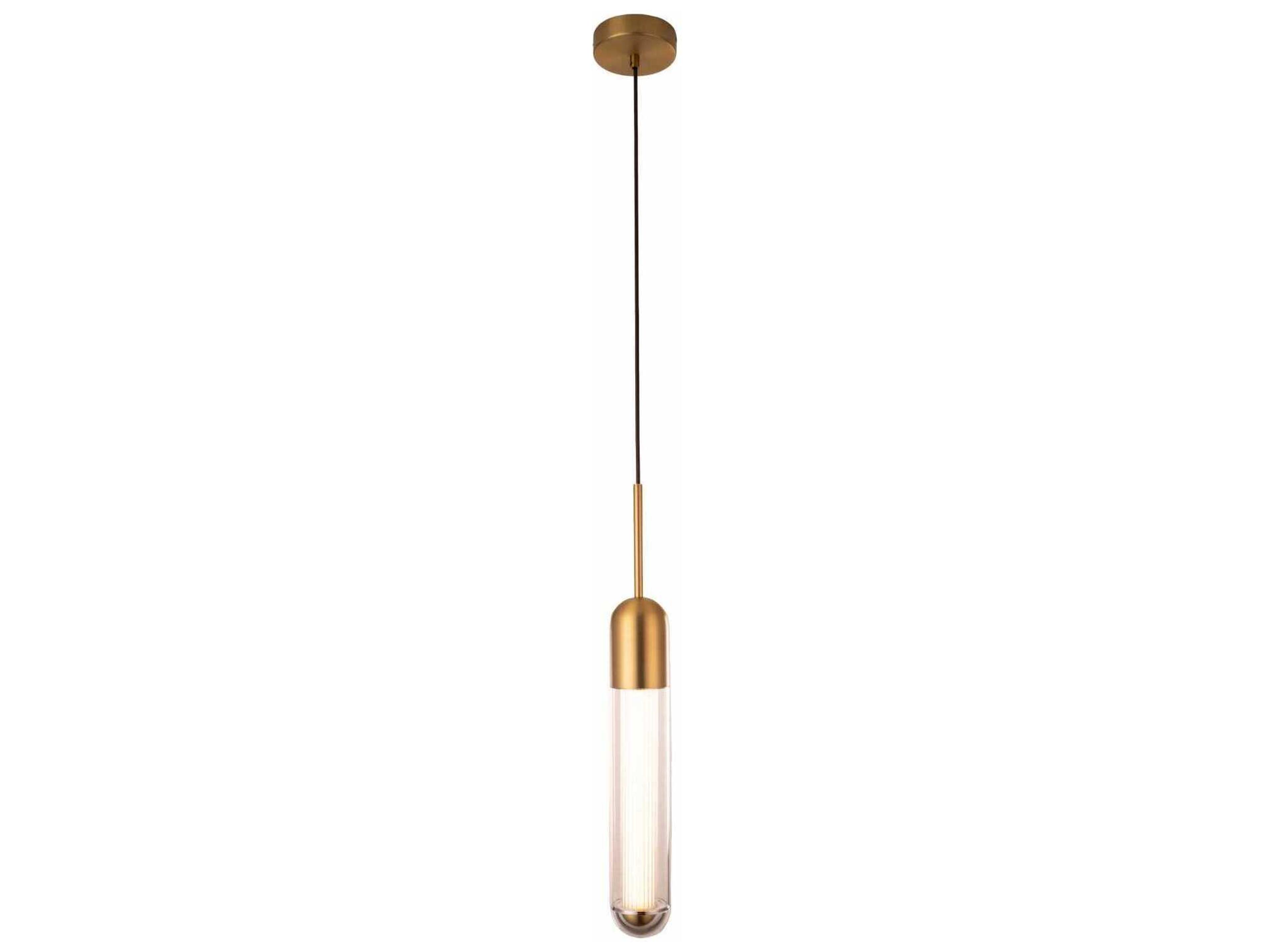 Avenue Lighting Nautilus 1-Light Aged Brass Cylinder Mini Pendant