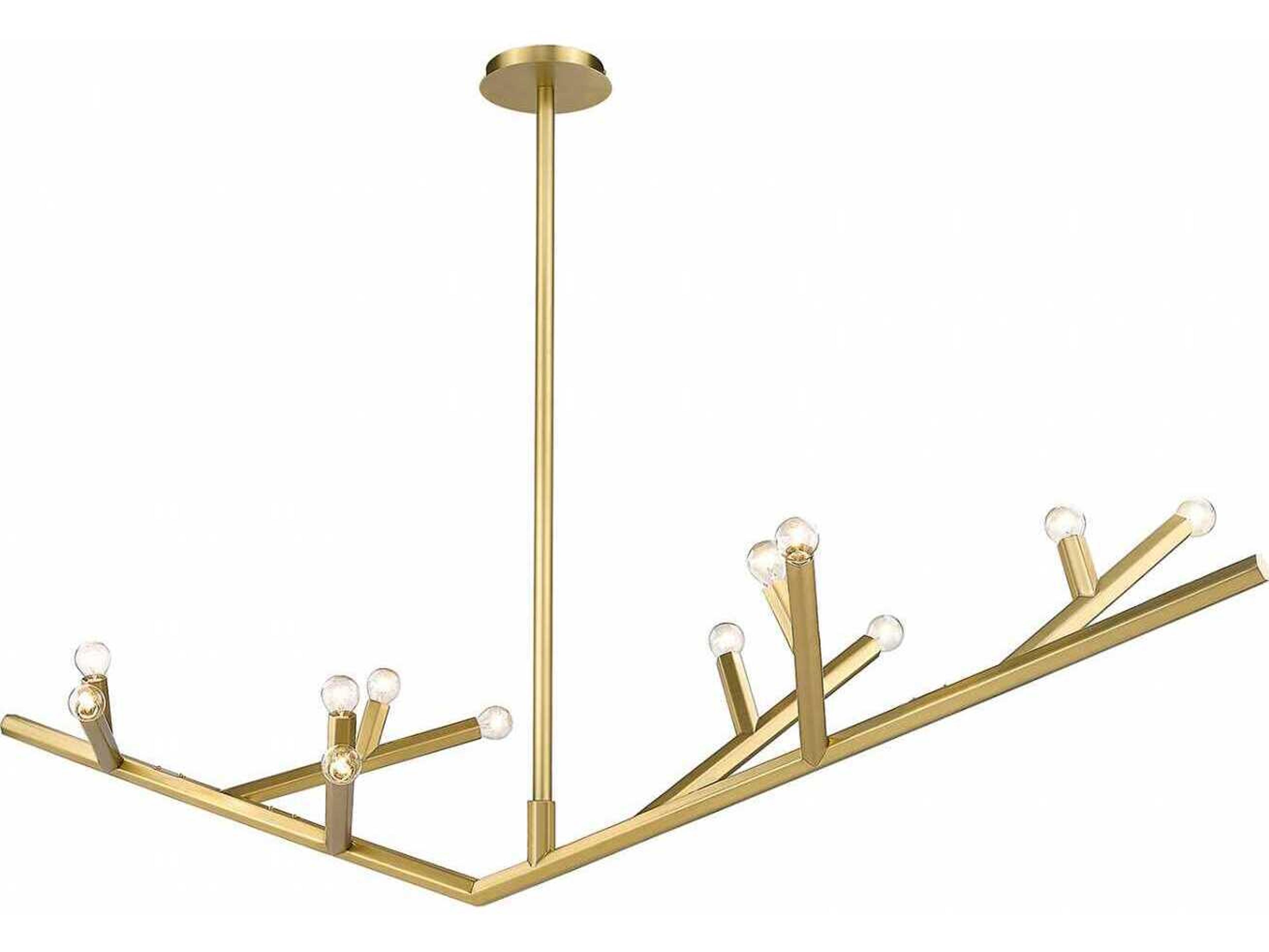 Avenue Lighting The Oaks 12-Light Brushed Brass Linear Island Pendant