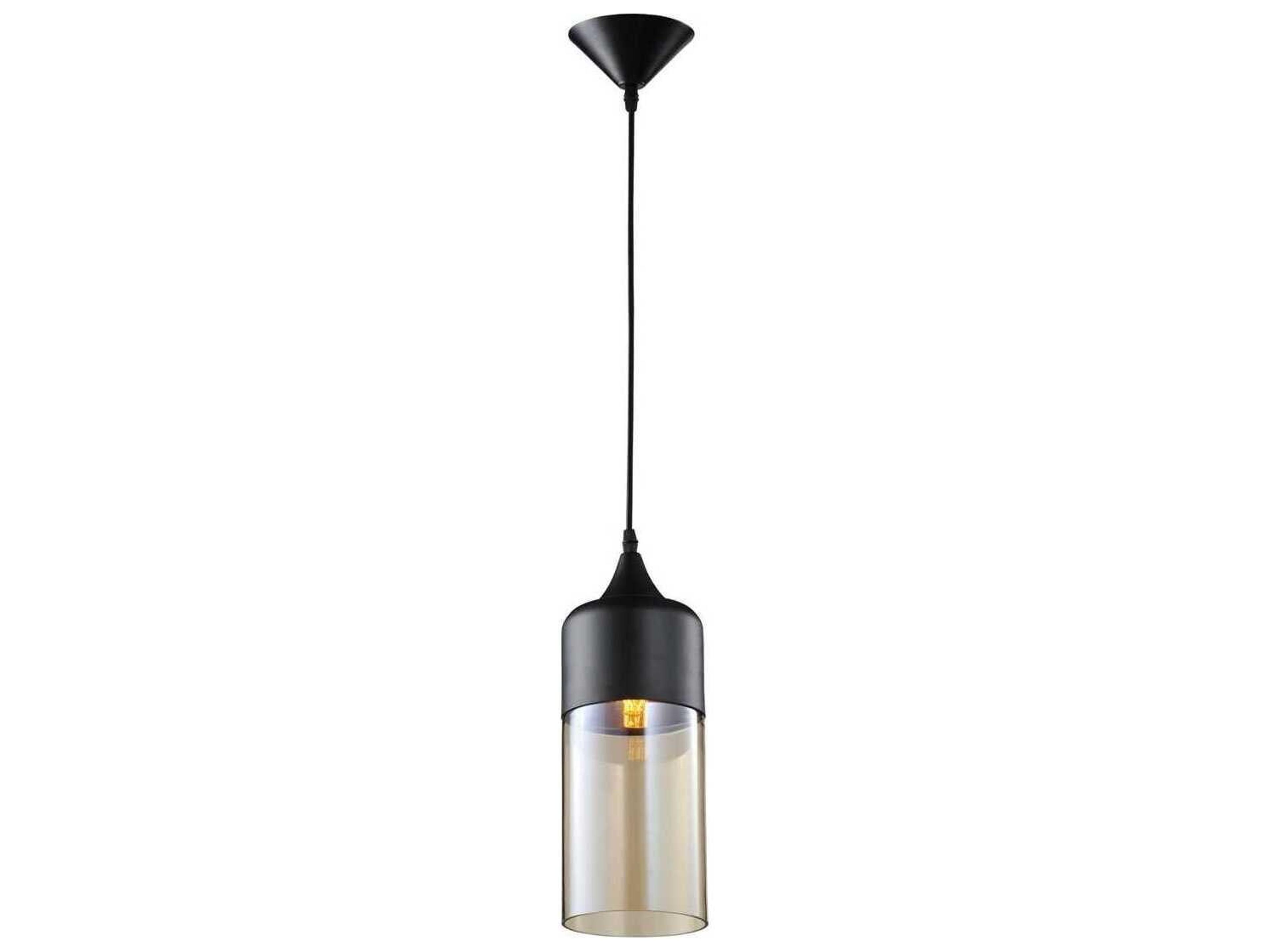 Avenue Lighting Robertson Blvd 1-Light Black Cylinder Mini Pendant