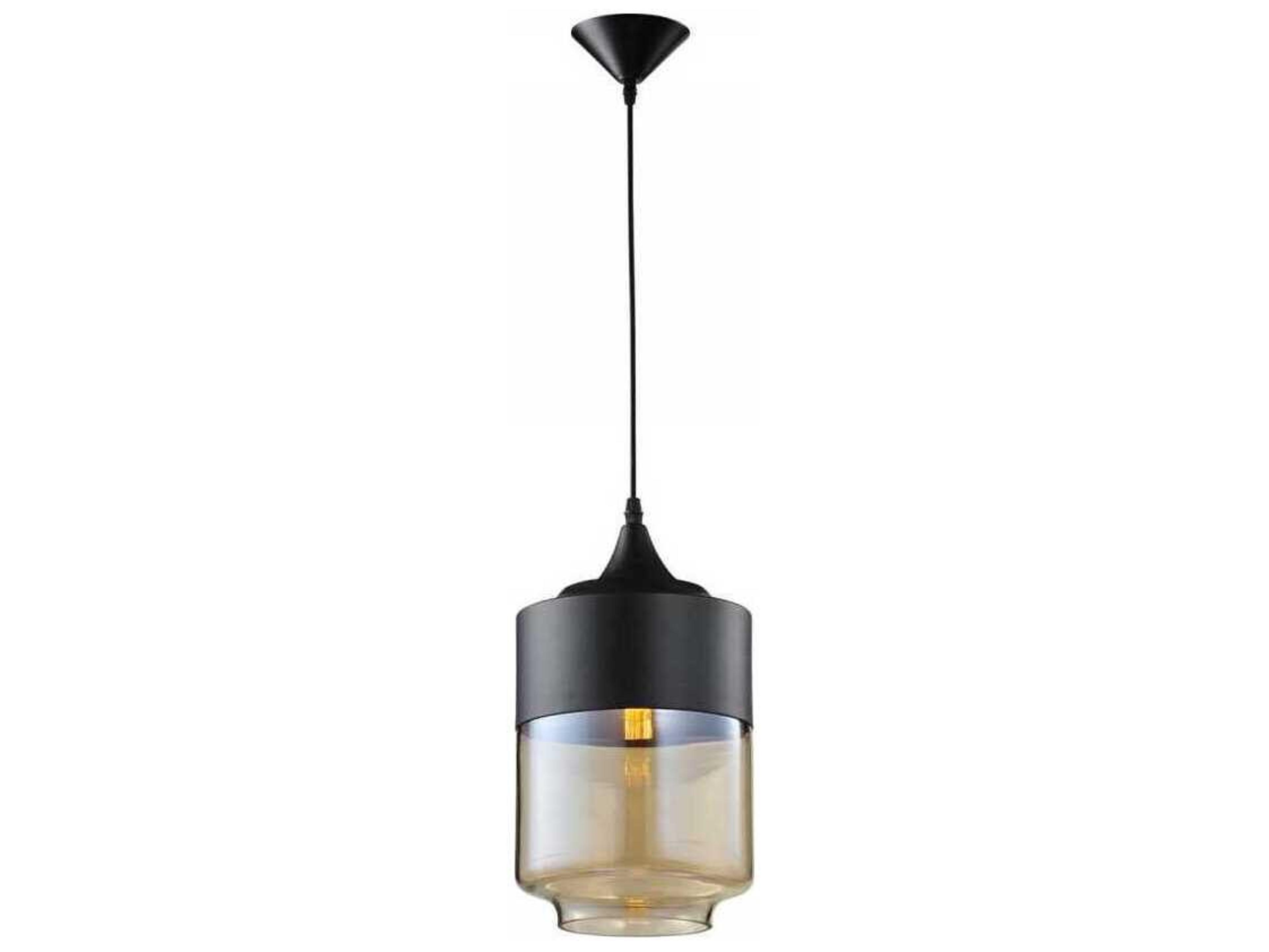 Avenue Lighting Robertson Blvd 1-Light Black Cylinder Mini Pendant