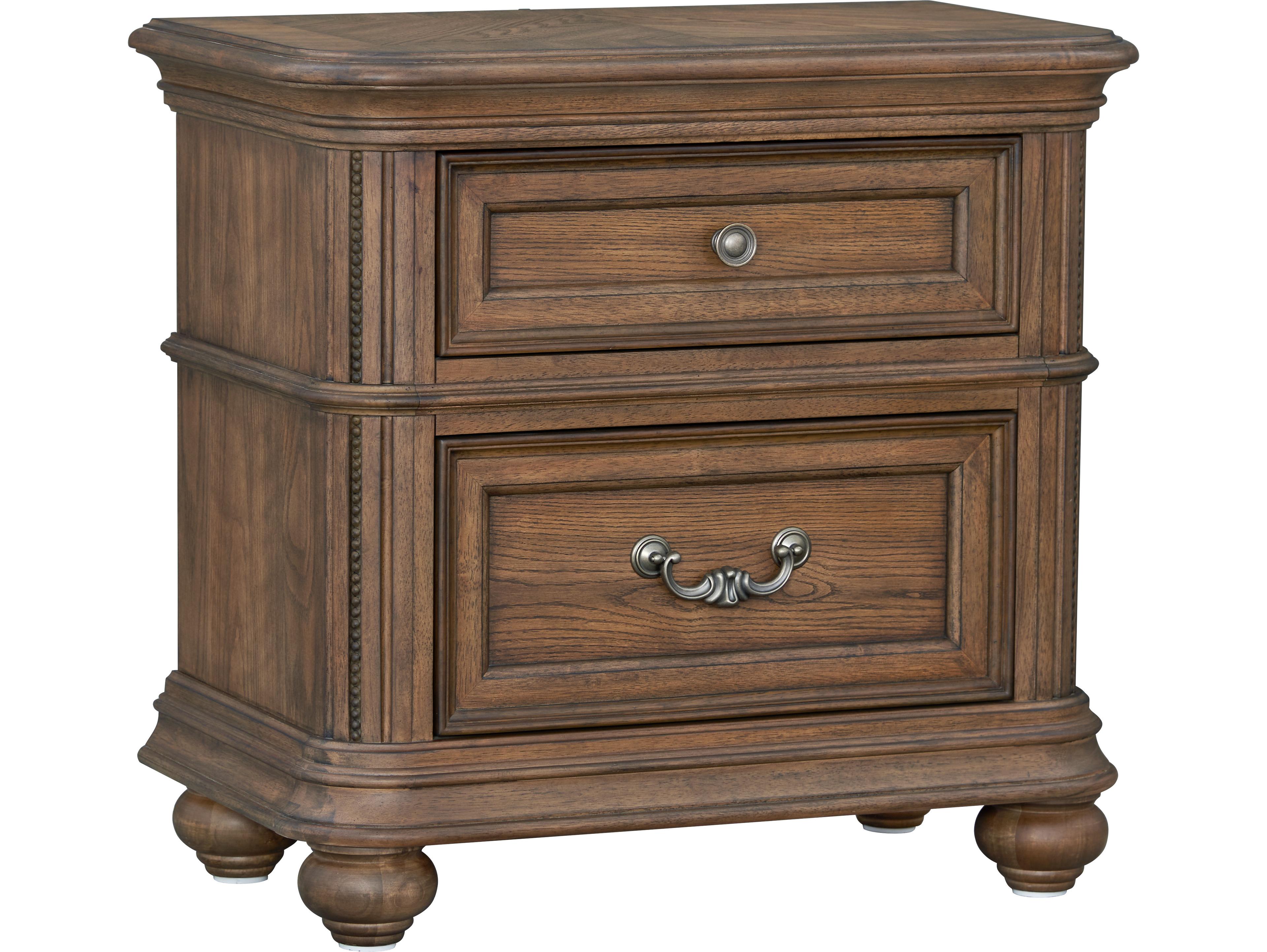 2-Drawers Birch Wood Nightstand