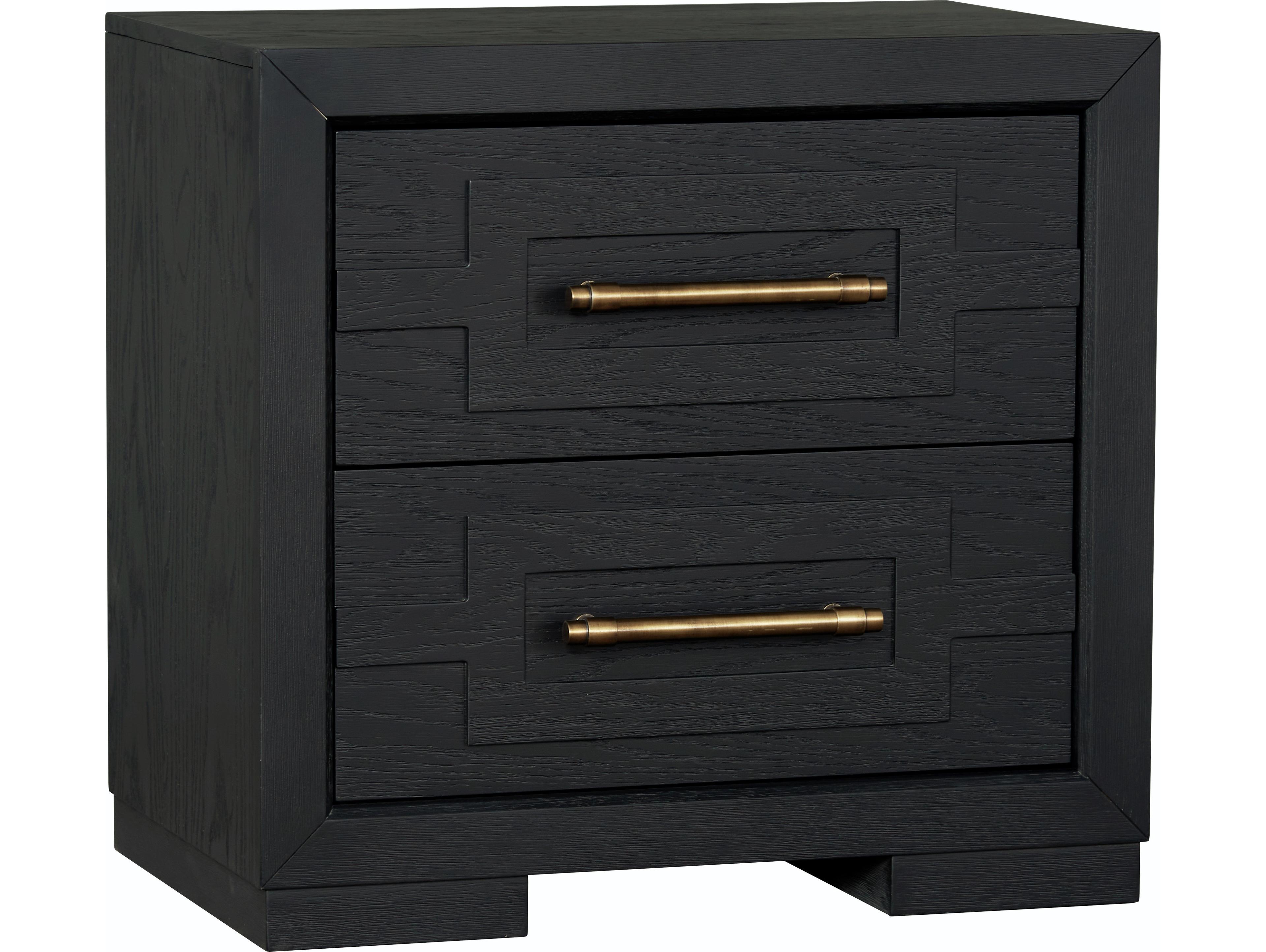 Avalon Furniture 2-Drawers Black Rubberwood Nightstand