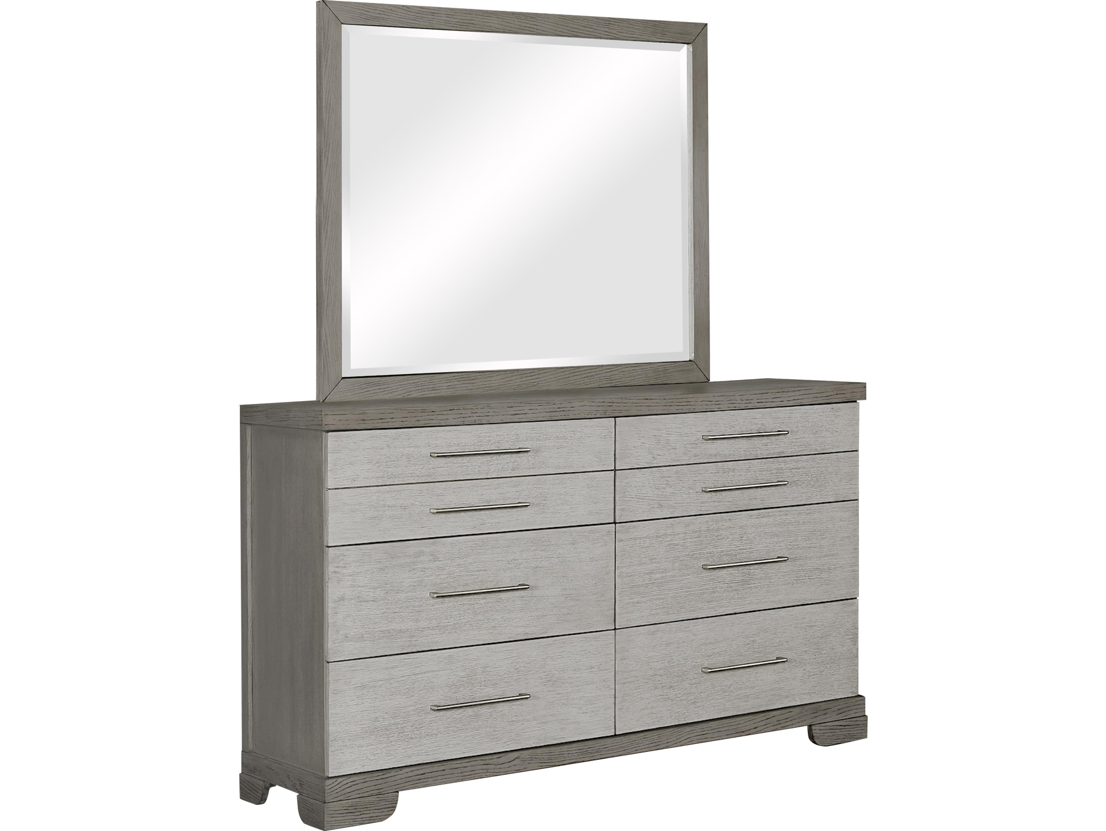 Avalon Furniture Gray Rubberwood Double Dresser and Mirror Set