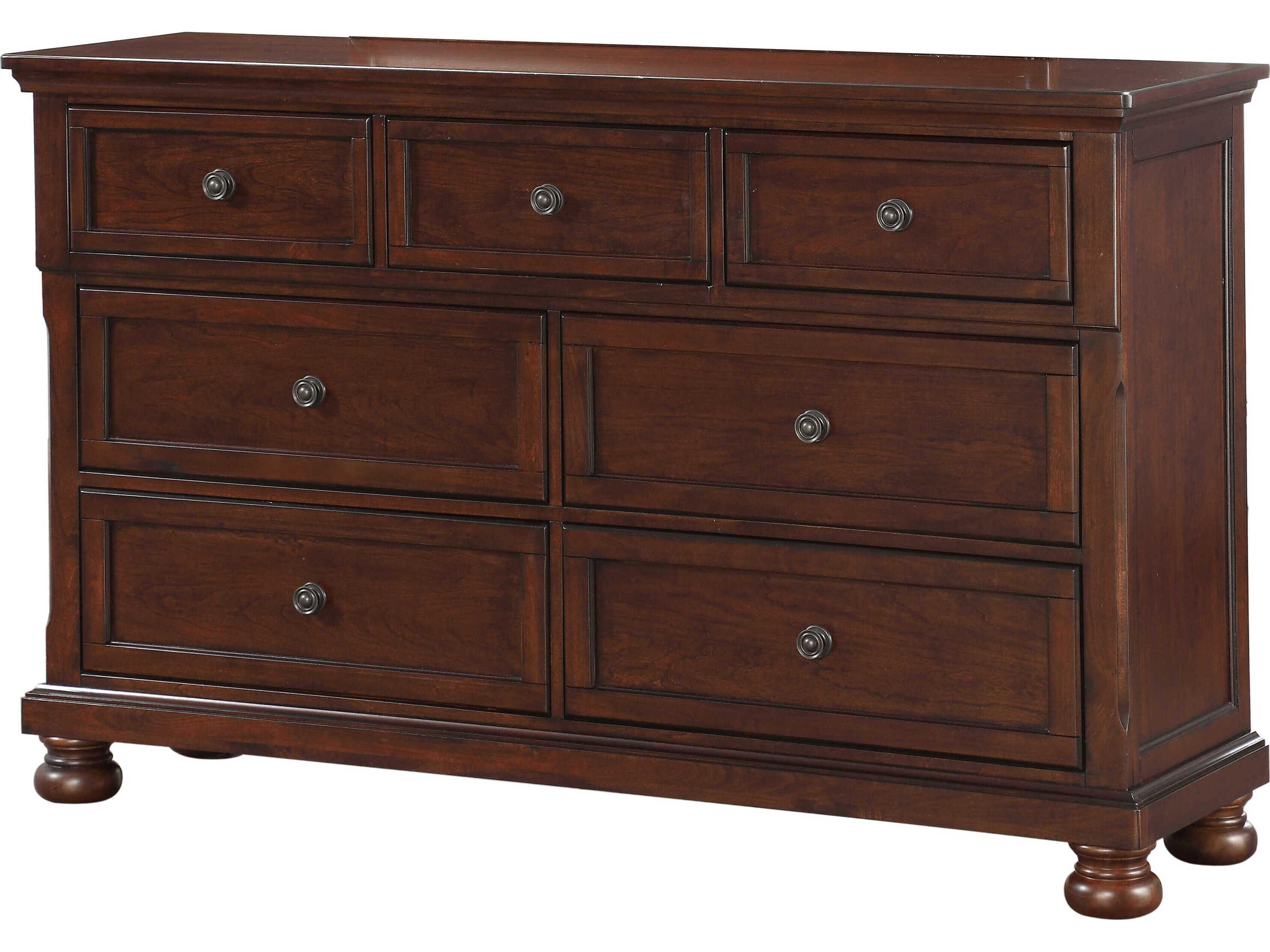 7-Drawers Pine Wood Double Dresser