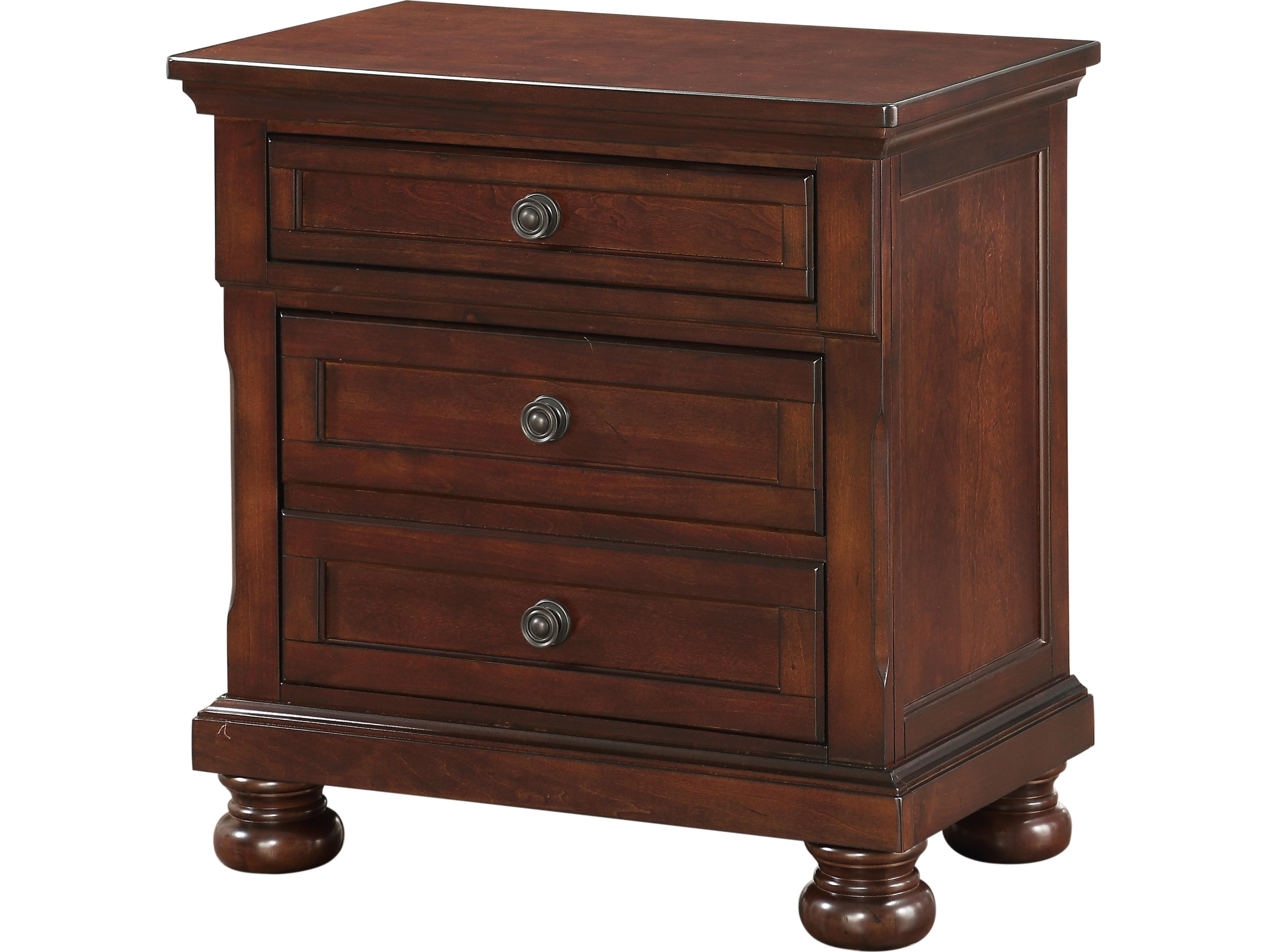 3-Drawers Pine Wood Nightstand