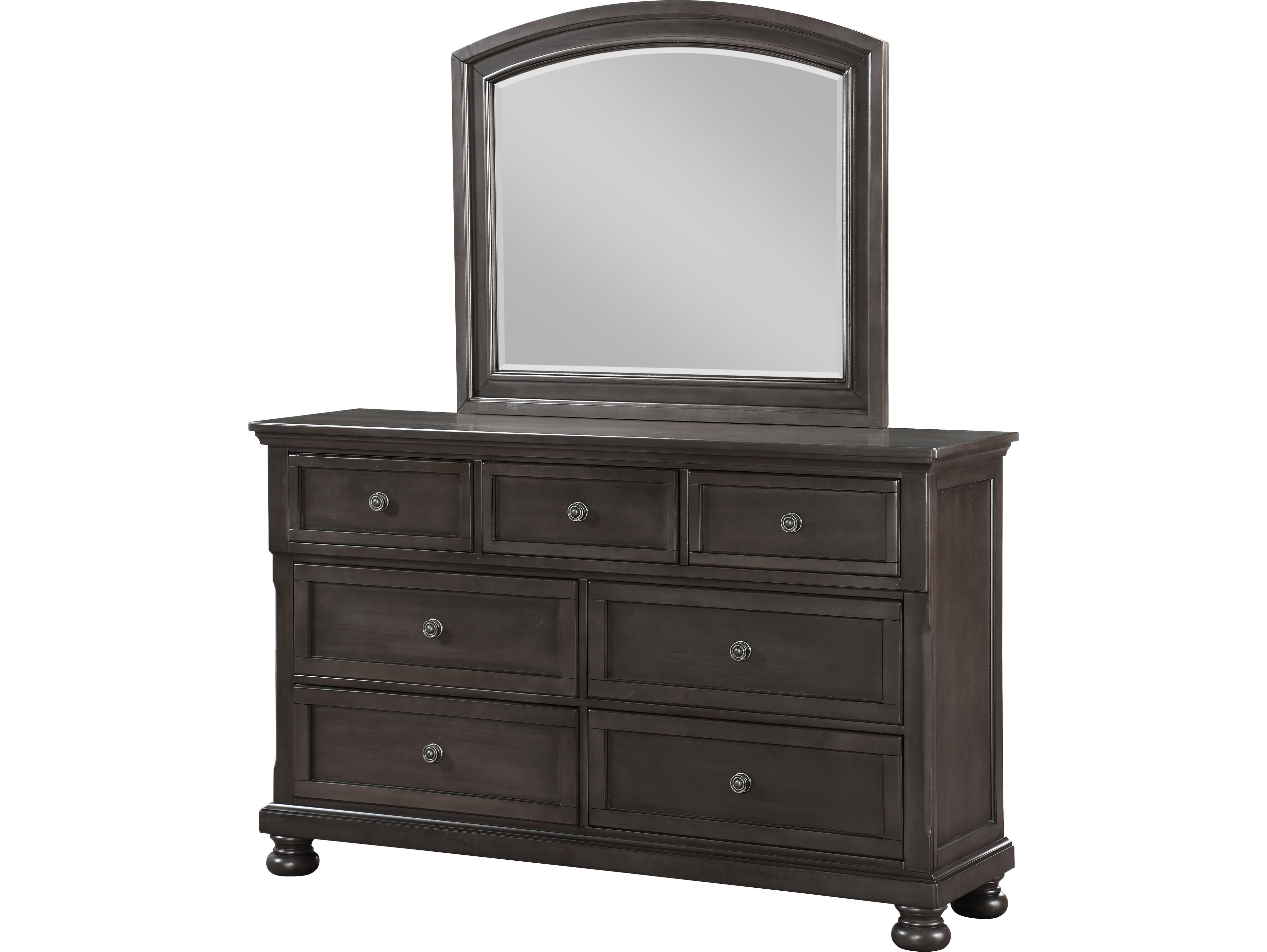 Avalon Furniture 7-Drawers Rubberwood Double Dresser and Mirror Set