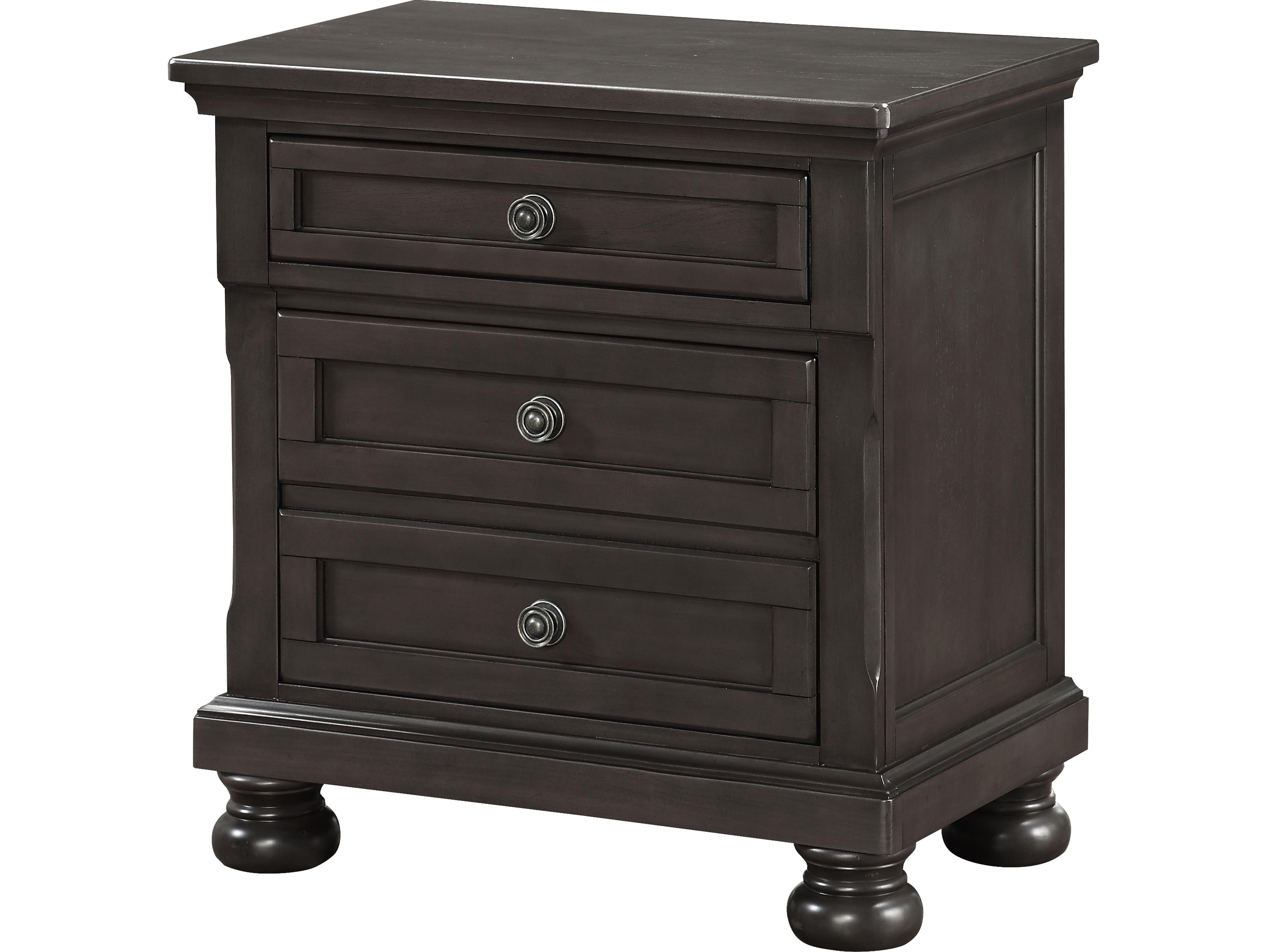 3-Drawers Pine Wood Nightstand