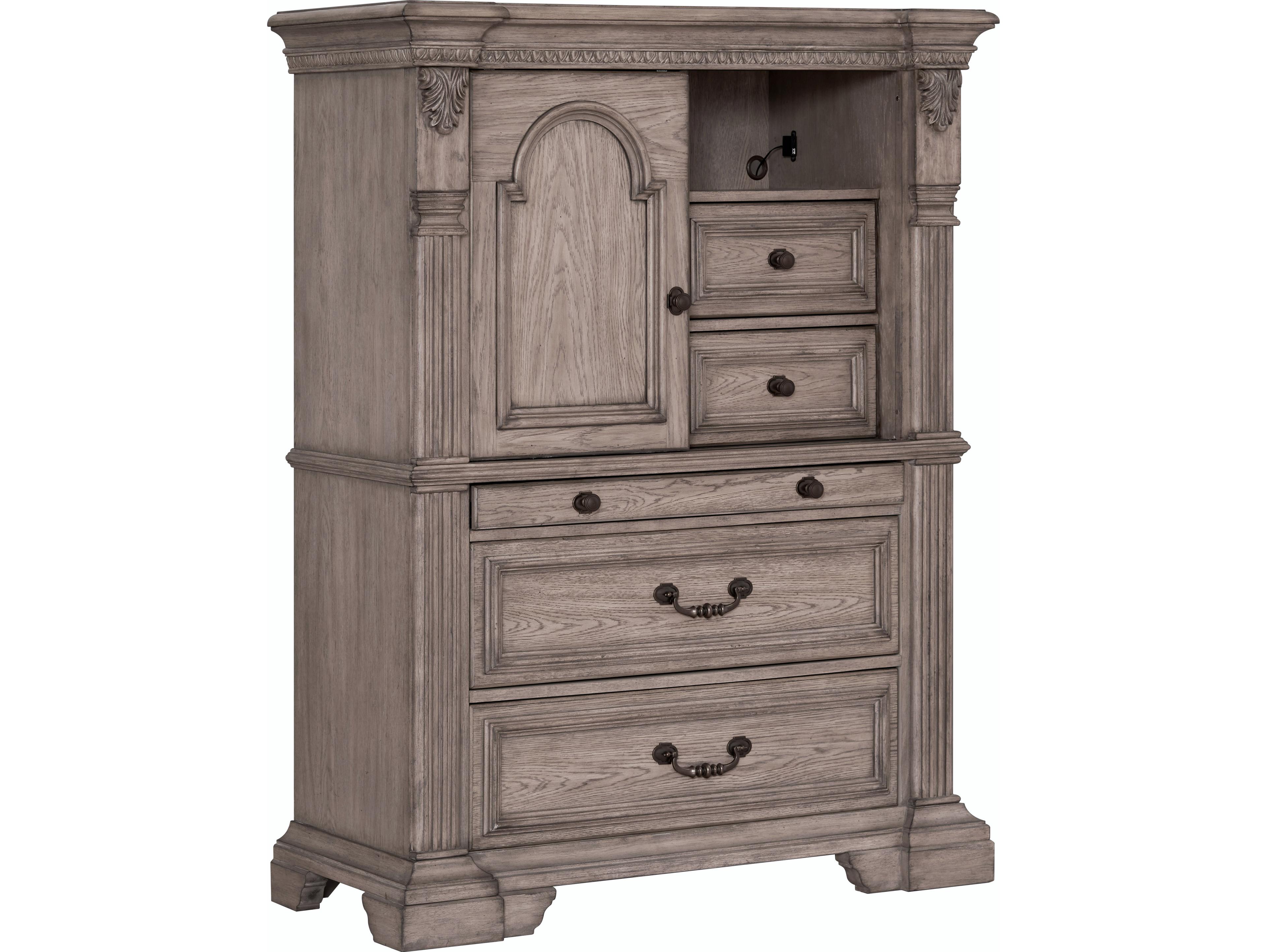 Light Taupe Brown Oak Wood Accent Chest