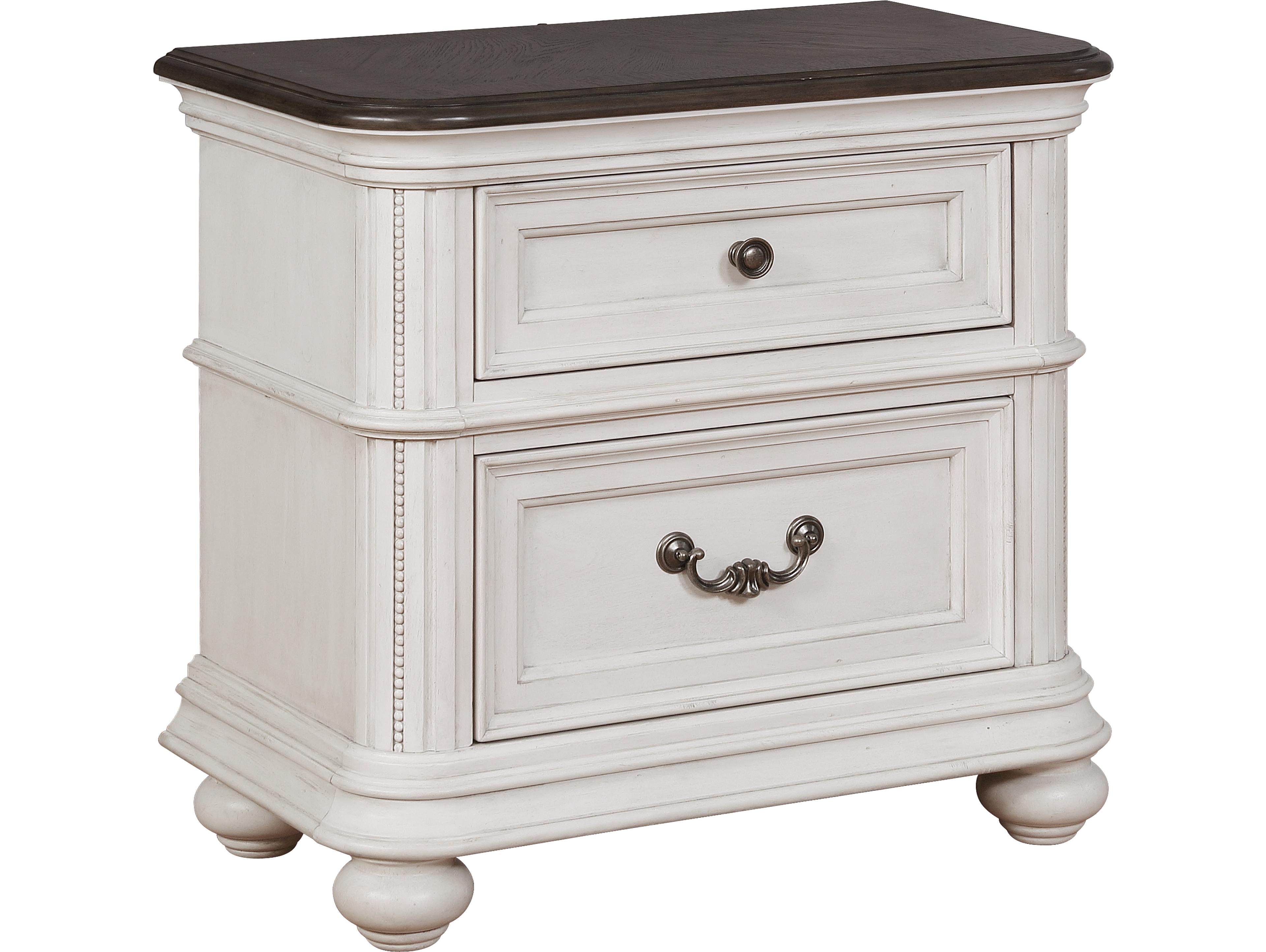 2-Drawers Pine Wood Nightstand