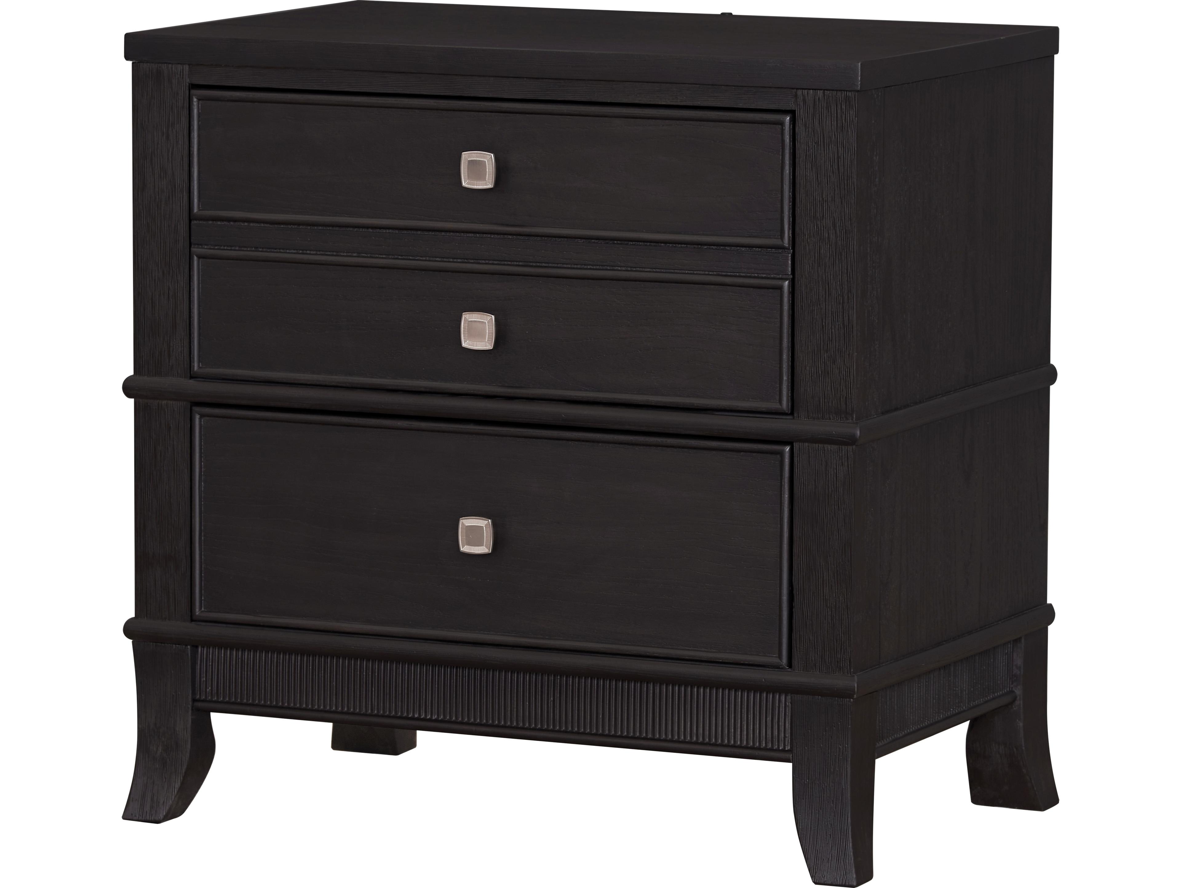 3-Drawers Poplar Wood Nightstand
