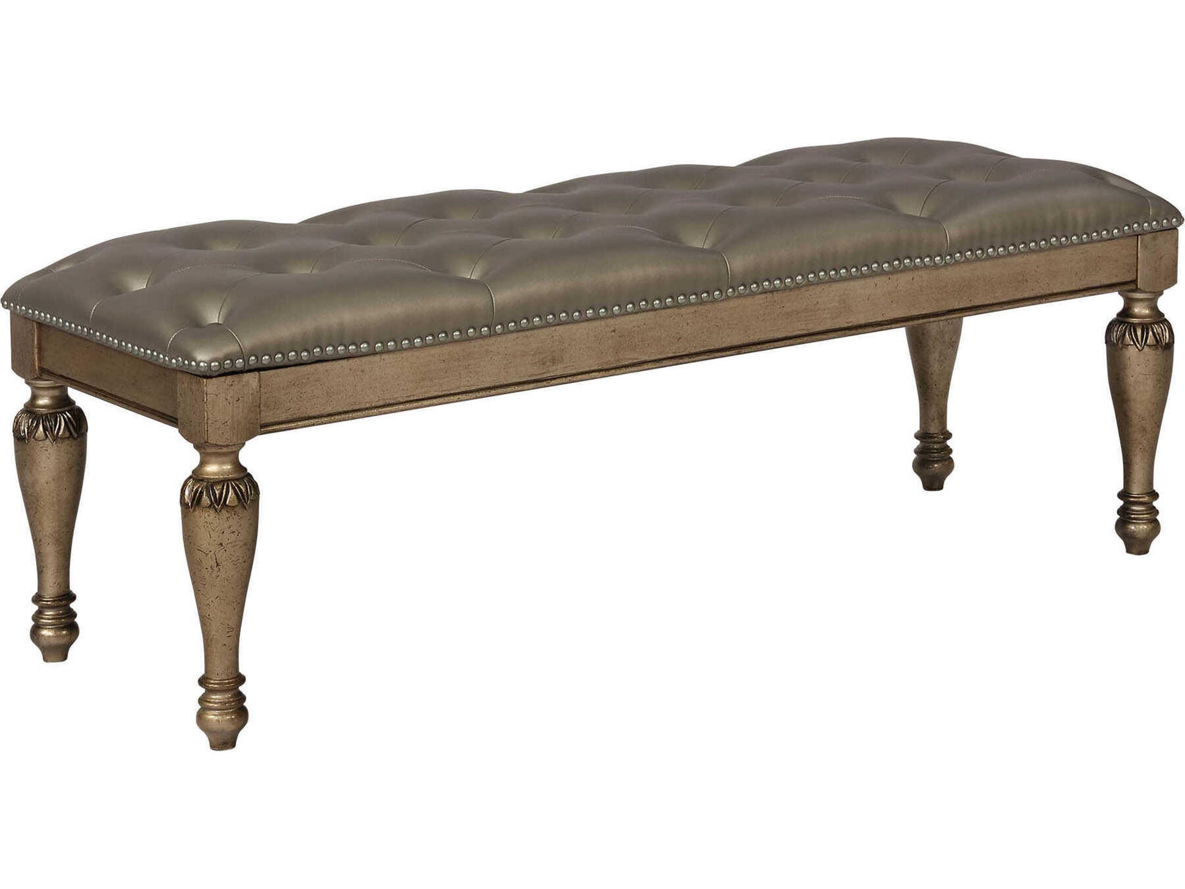 Avalon Furniture Translucent Platinum Brown Faux Leather Accent Bench