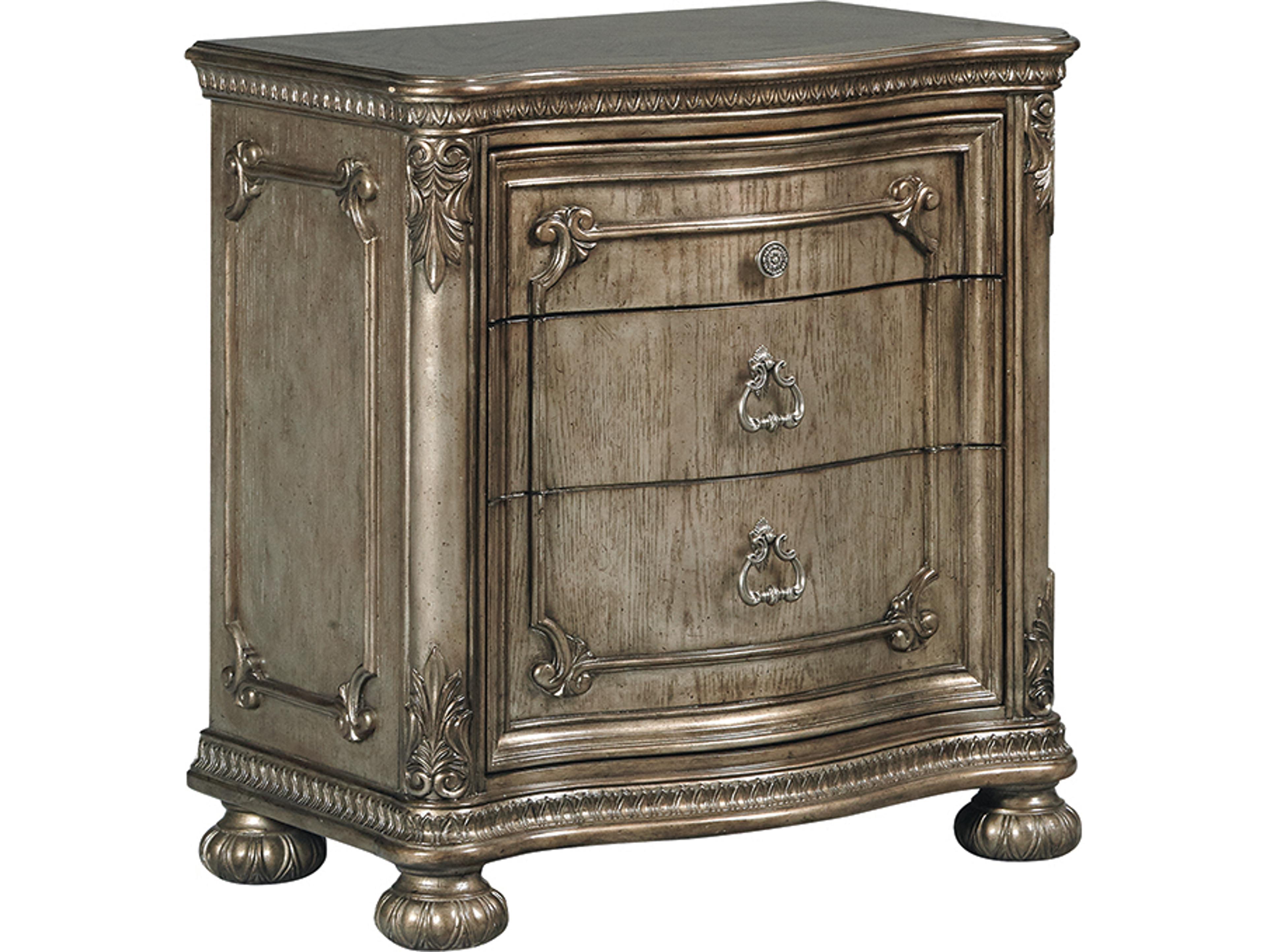 3-Drawers Brown Rubberwood Nightstand