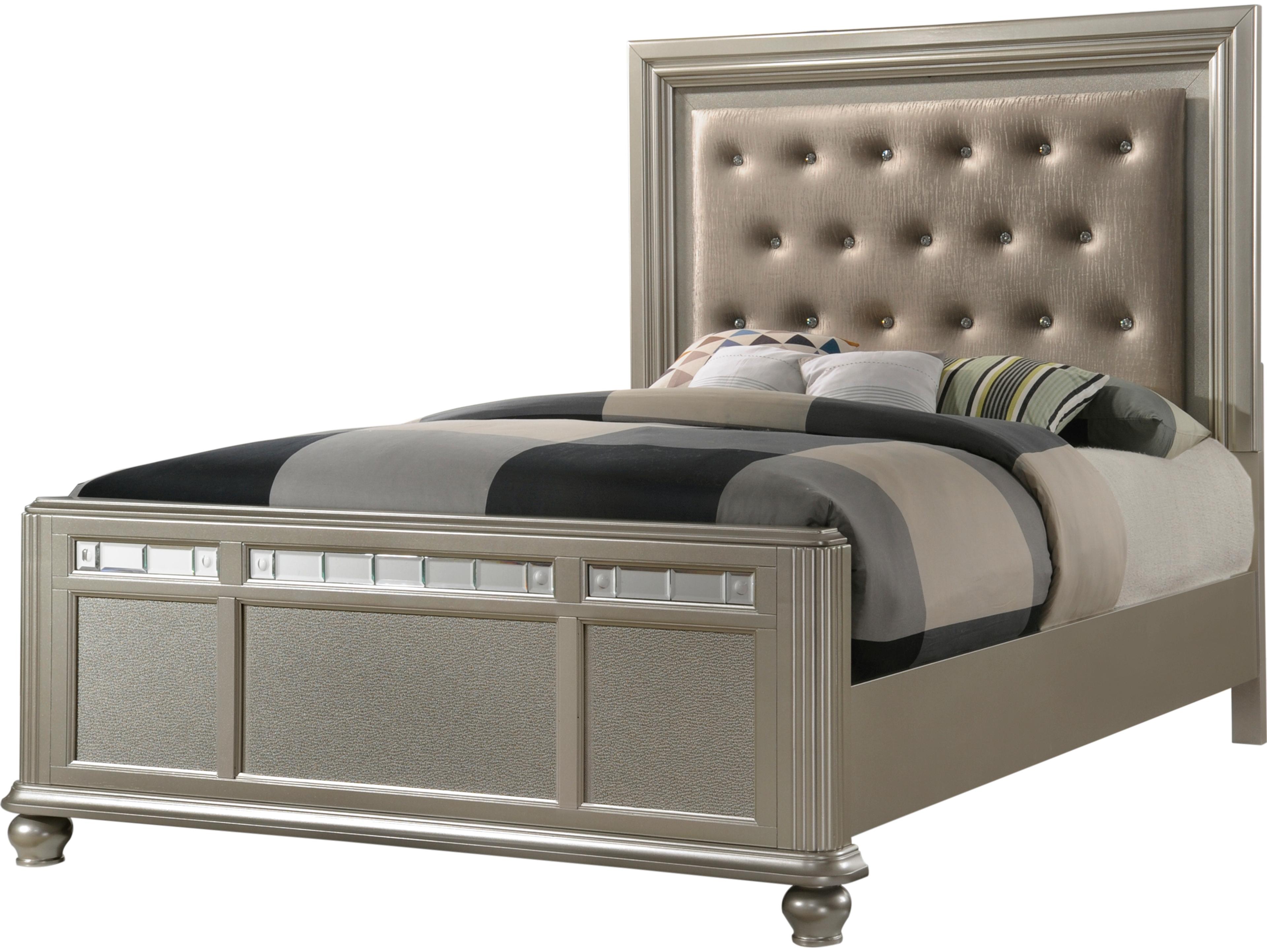 Silver Hardwood Upholstered Queen Panel Bed