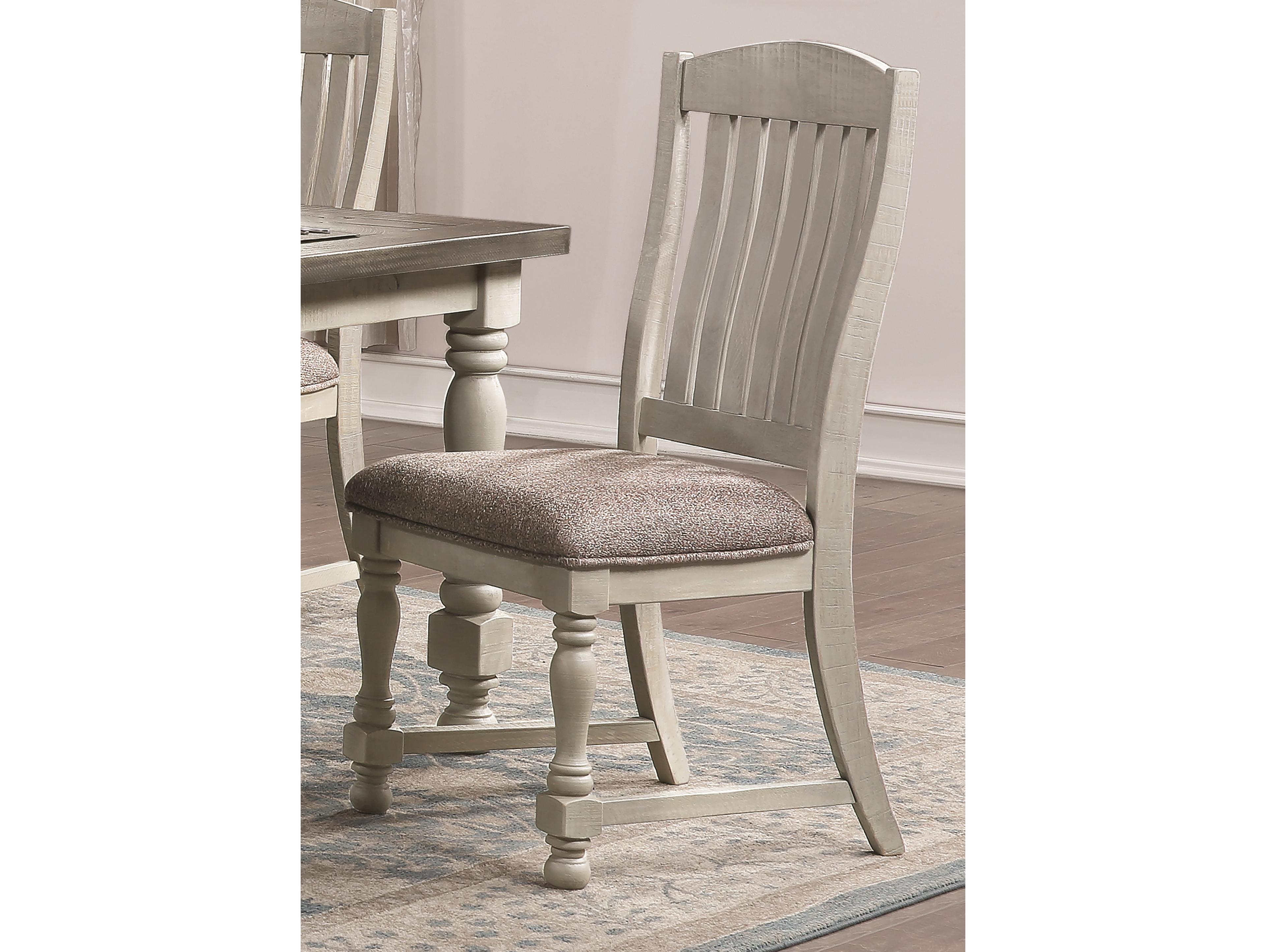 Avalon Furniture Pine Wood Gray Upholstered Armless Dining Chair