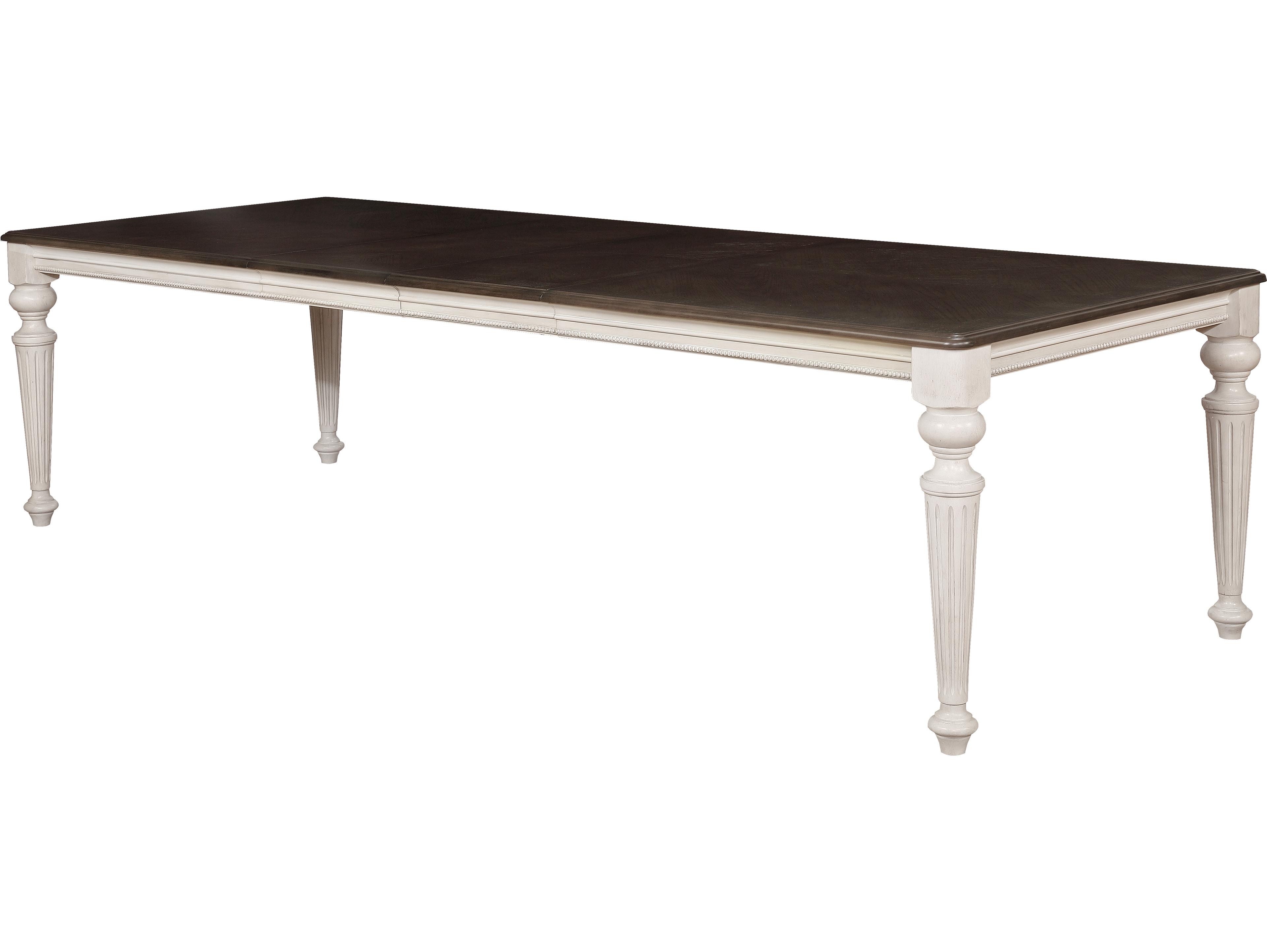 Avalon Furniture Rectangular Wood Light Gray Oak Distressed White Dining Table