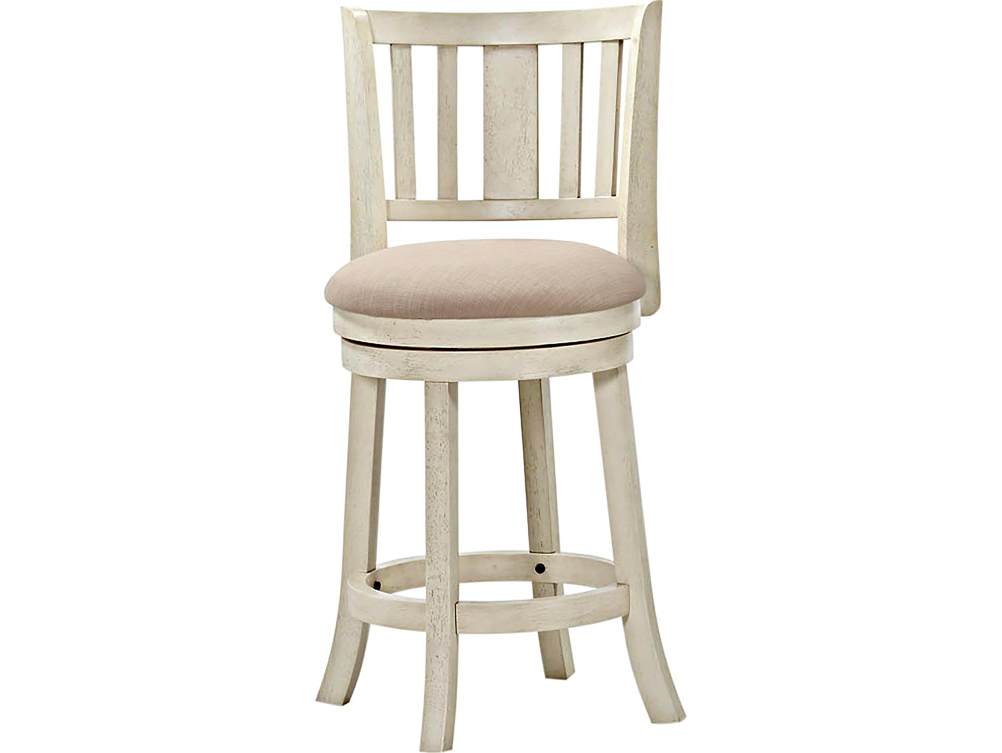 Avalon Furniture Brushed White Upholstered Swivel Mango Wood Counter Stool