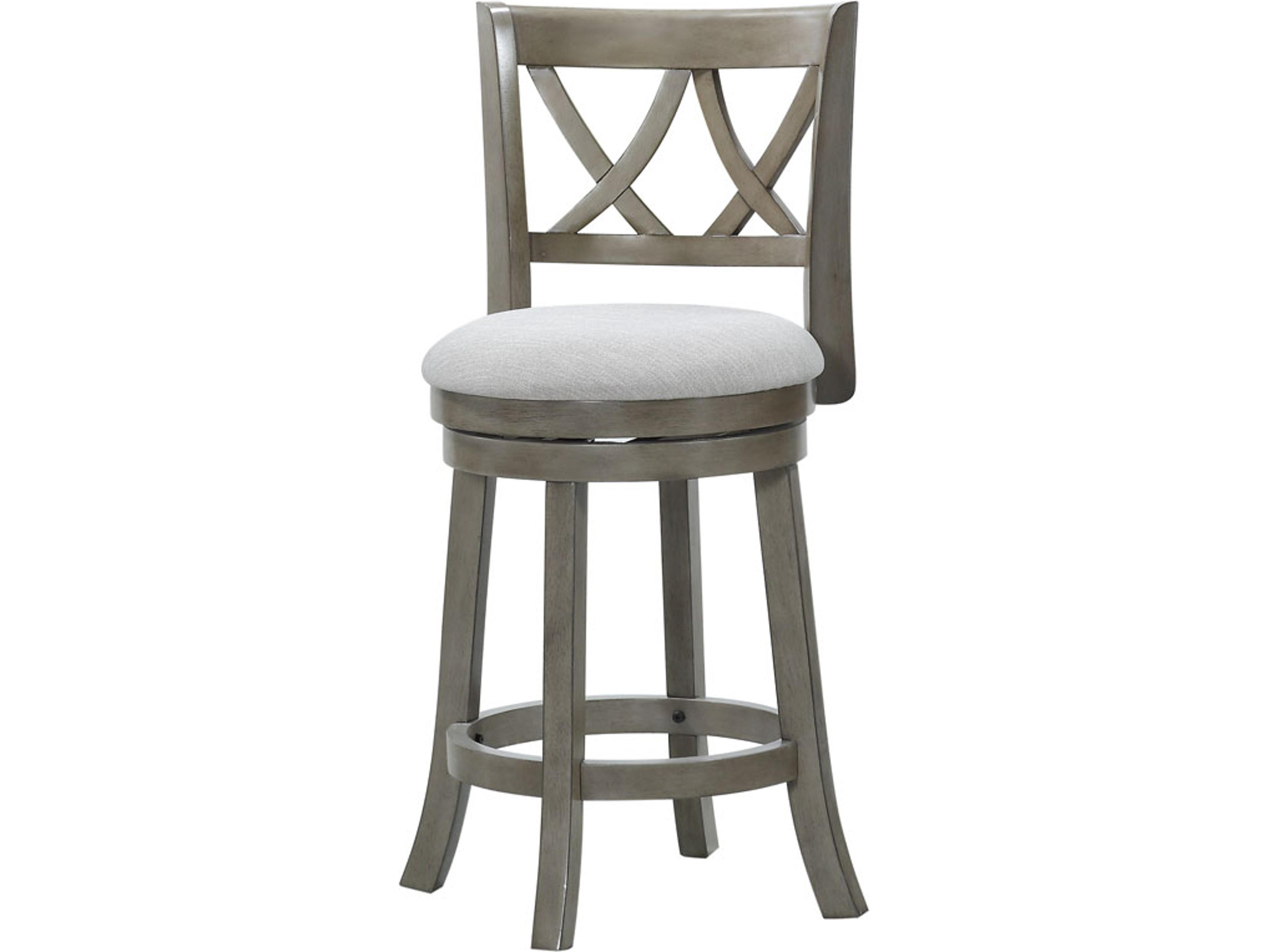Avalon Furniture Gray Upholstered Swivel Mango Wood Counter Stool