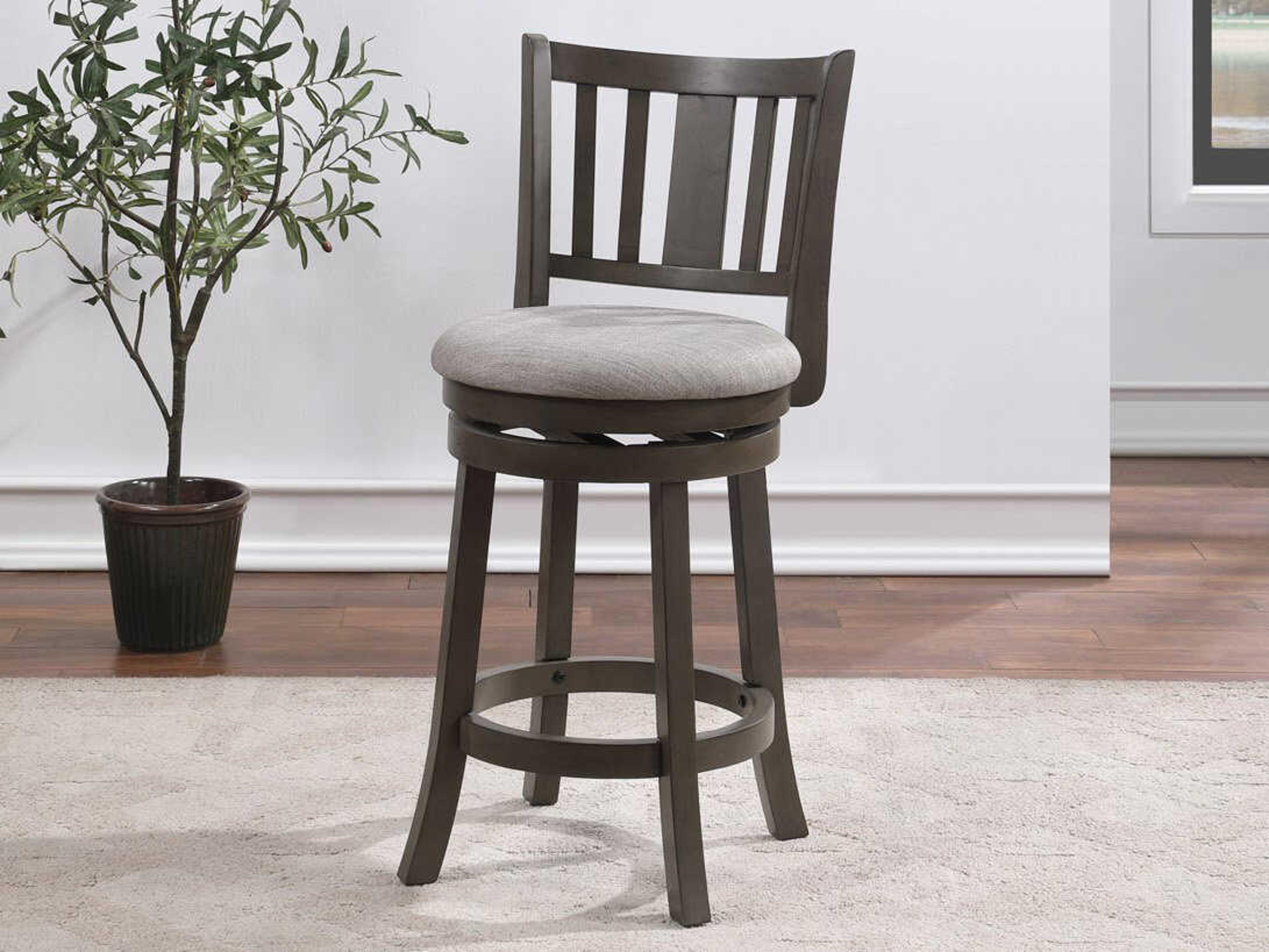 Avalon Furniture Gray Upholstered Swivel Mango Wood Counter Stool