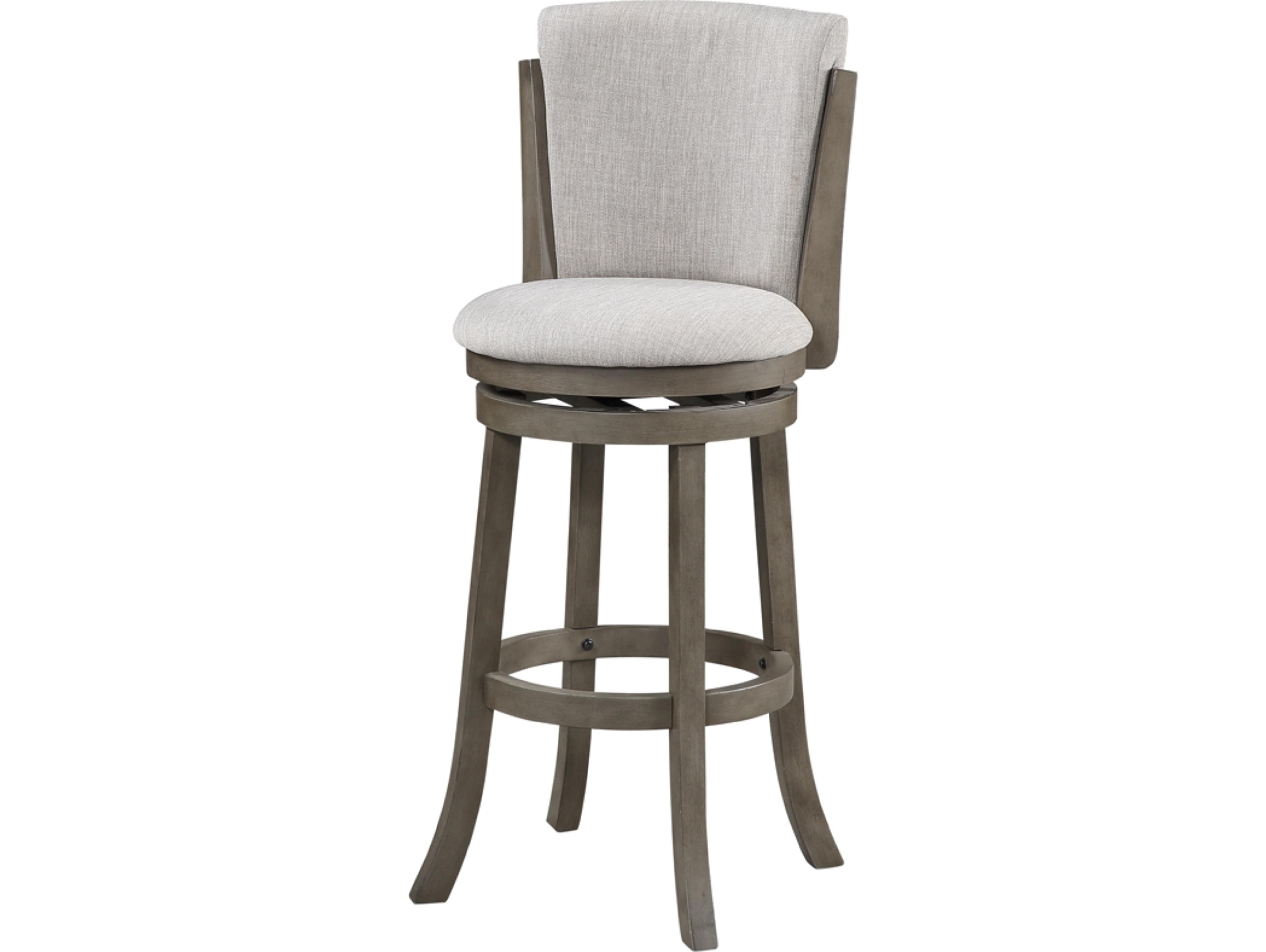 Avalon Furniture Gray Upholstered Swivel Mango Wood Bar Stool