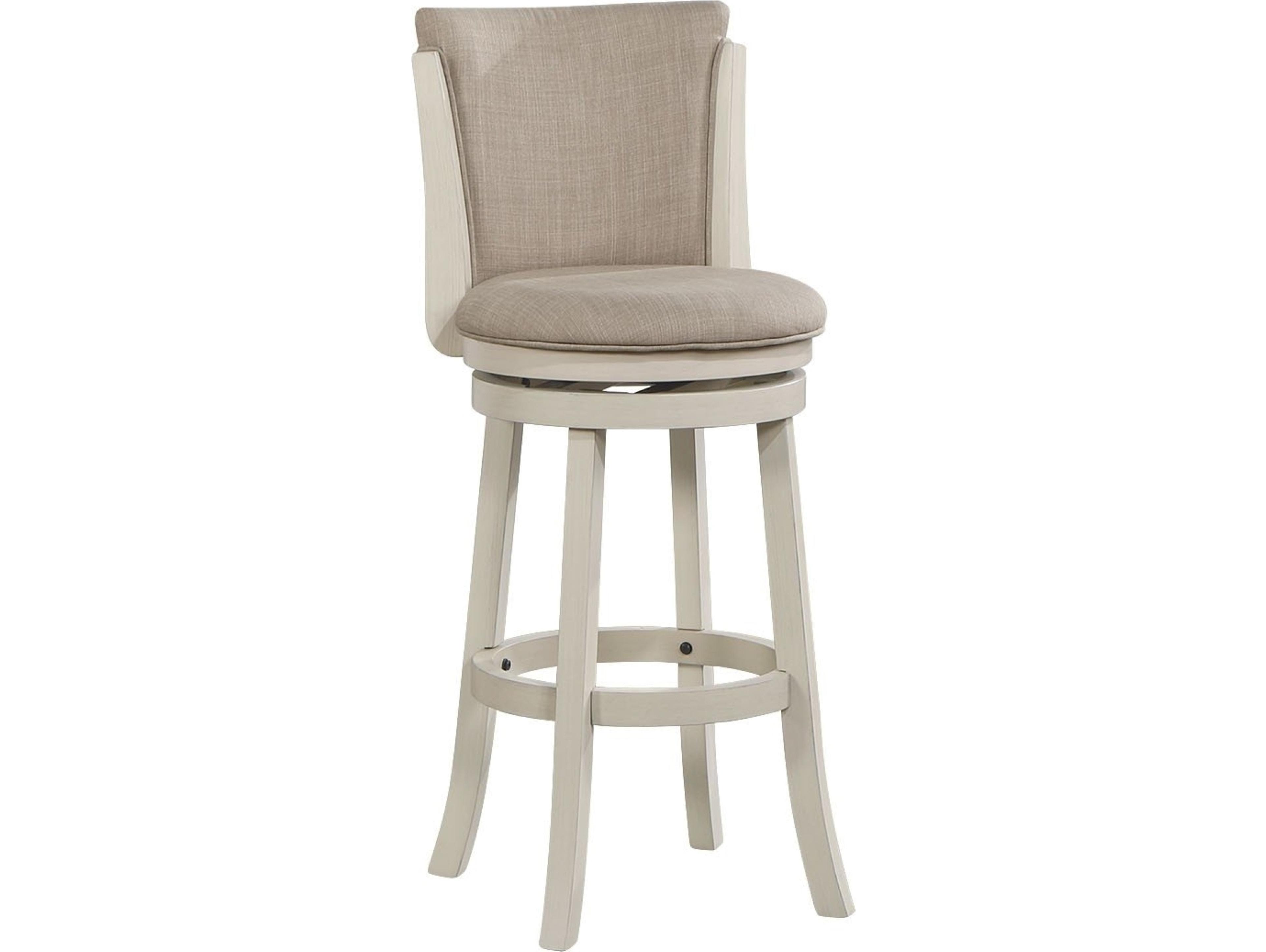 Avalon Furniture White Upholstered Swivel Mango Wood Bar Stool