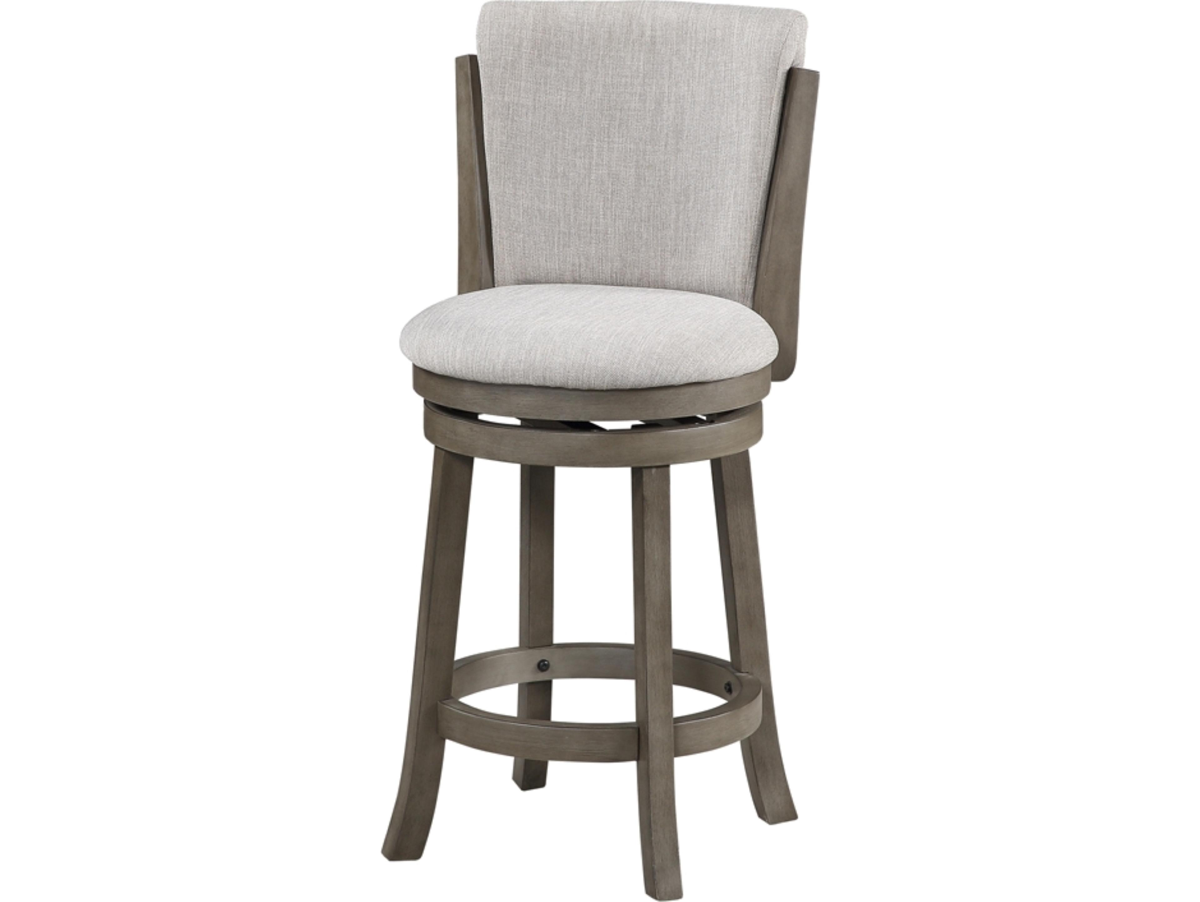 Avalon Furniture Gray Upholstered Swivel Mango Wood Counter Stool
