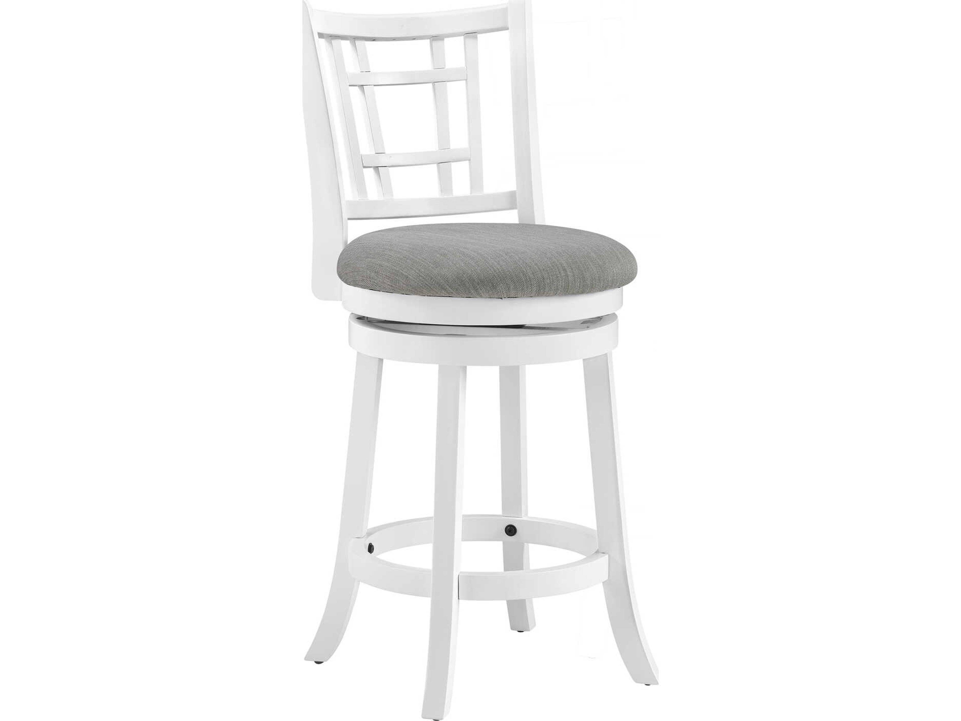 Avalon Furniture White Upholstered Swivel Mango Wood Bar Stool
