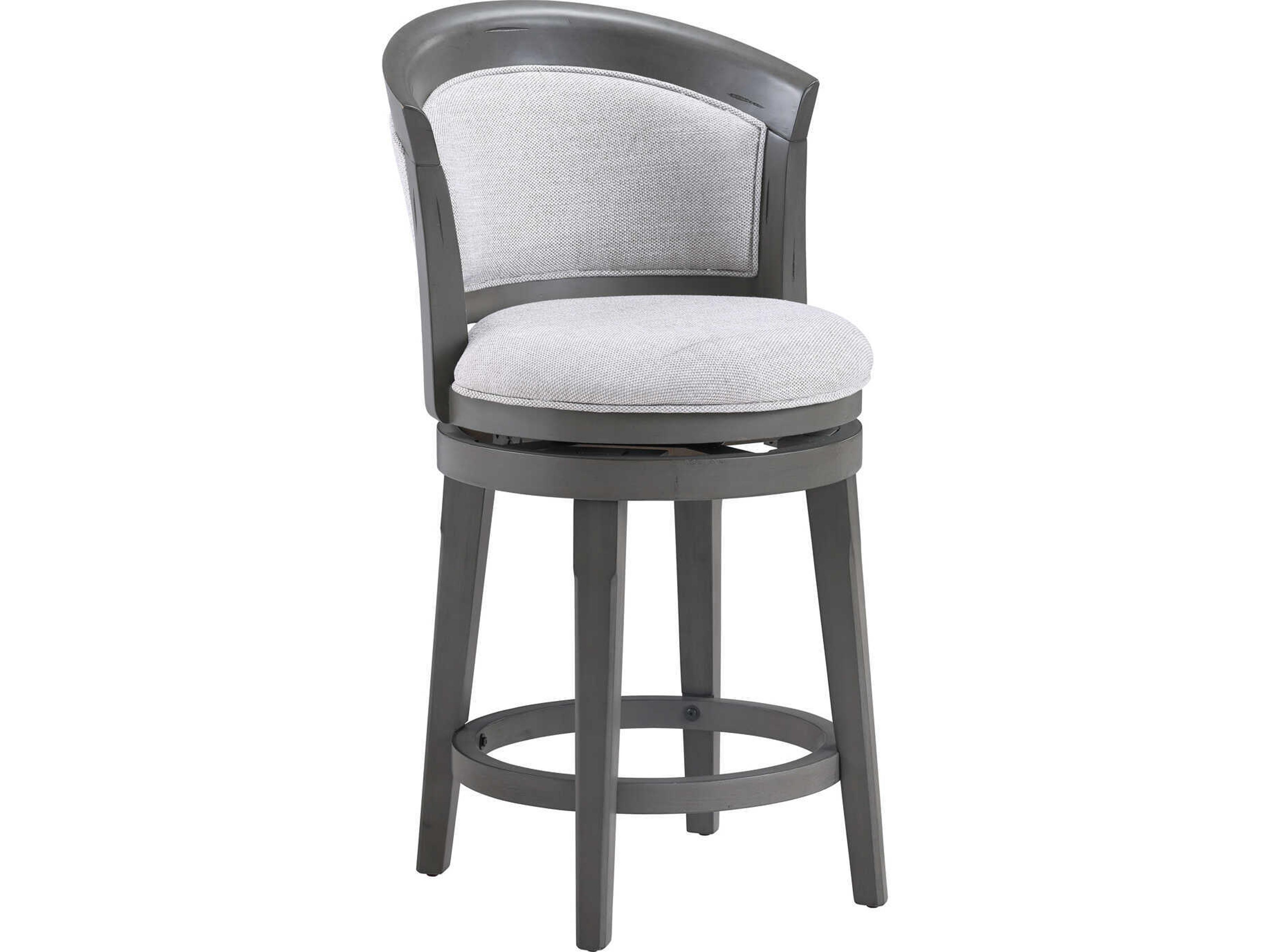 Avalon Furniture Antique Gray Upholstered Swivel Mango Wood Bar Stool