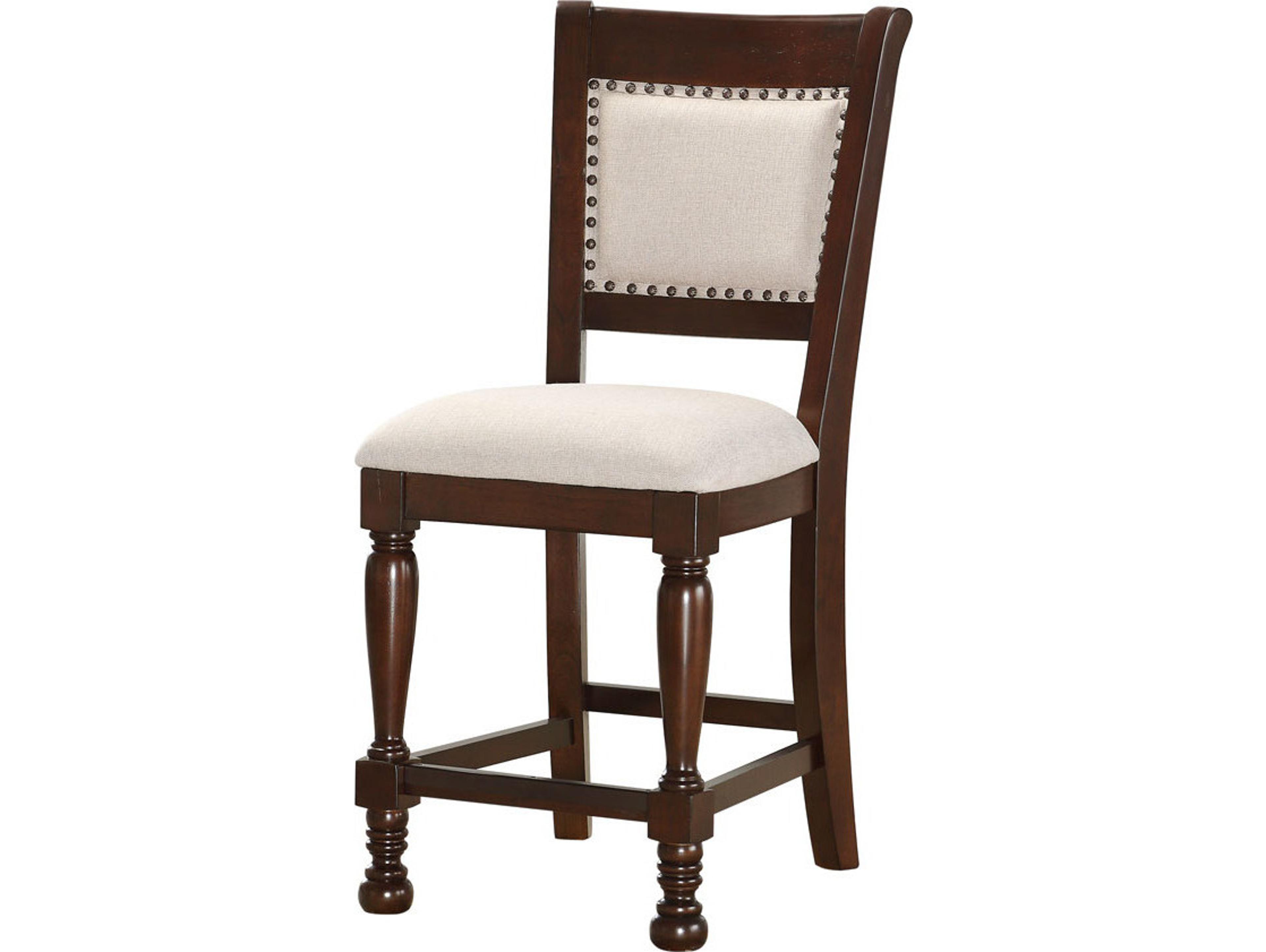 Avalon Furniture Brown Cherry Upholstered Alder Wood Counter Stool