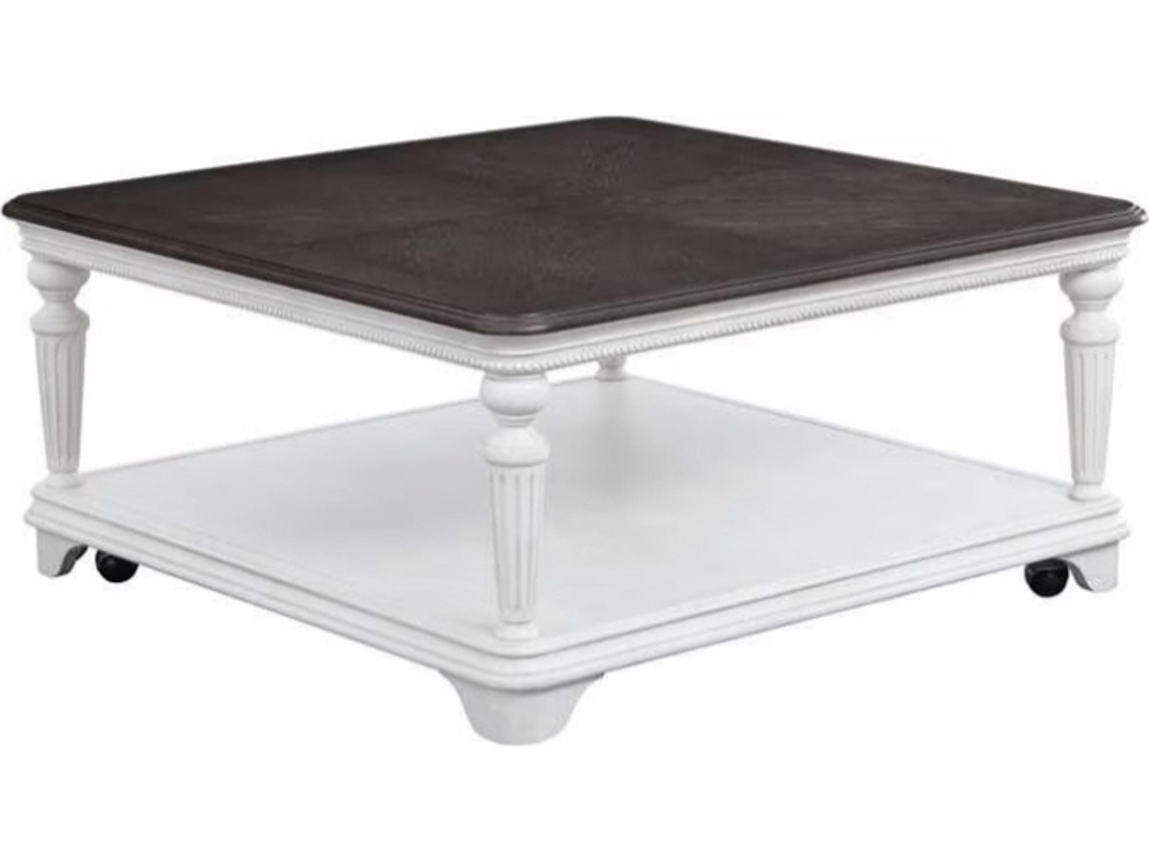 Avalon Furniture Square Wood Gray Oak Distressed White Coffee Table